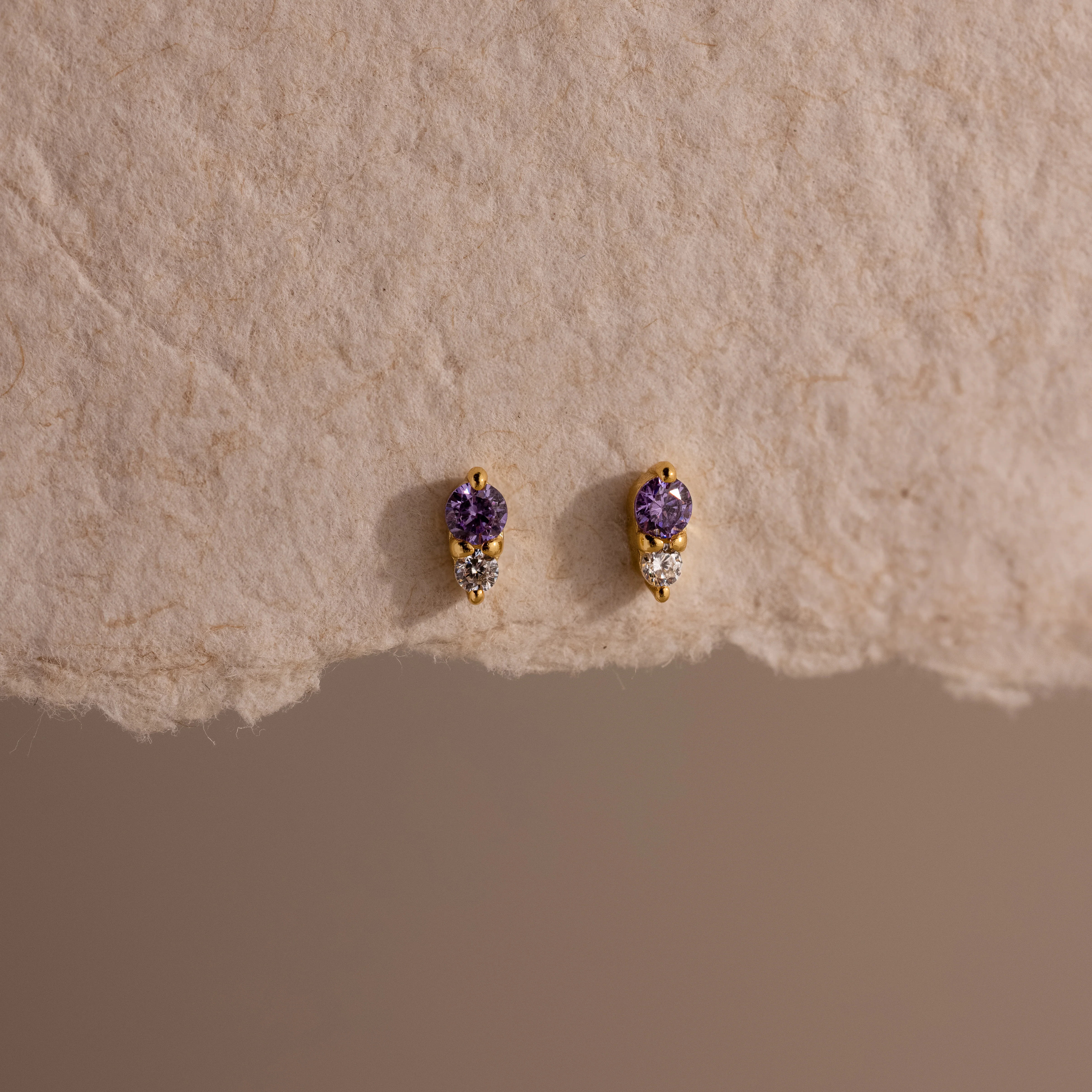 Tiny Duo Amethyst Flatback Studs