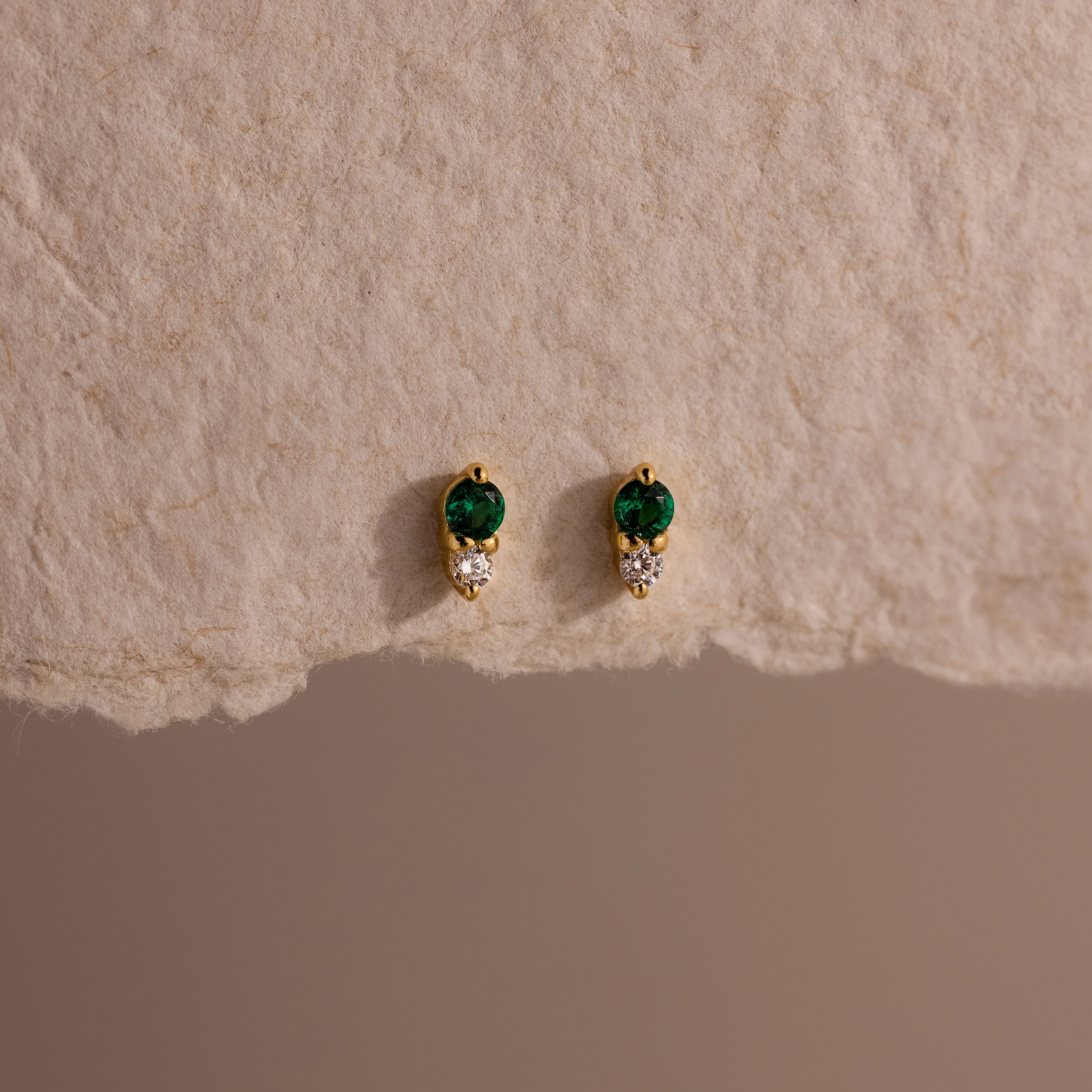 Tiny Duo Emerald Flatback Studs