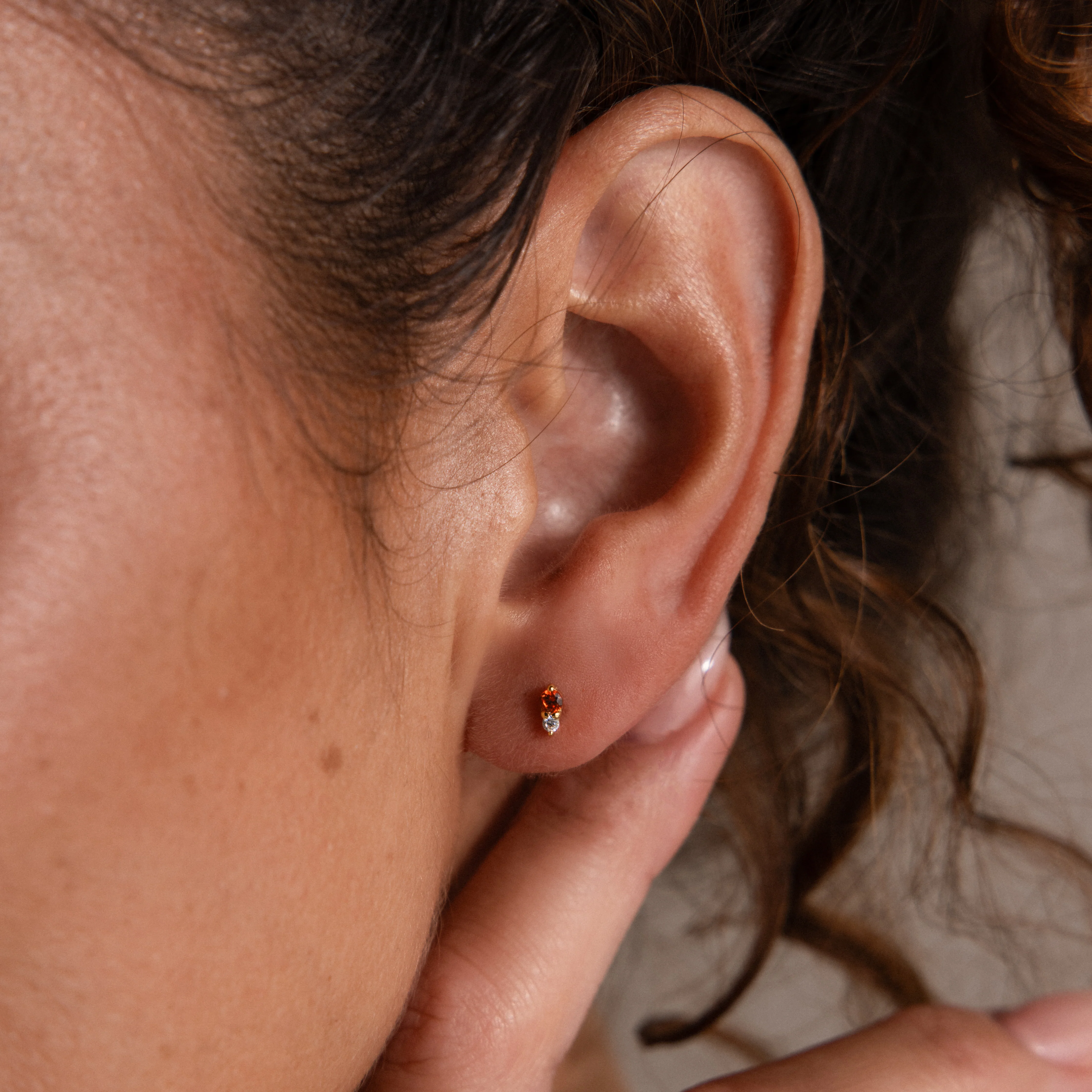 Tiny Duo Aquamarine Flatback Studs - Image 2