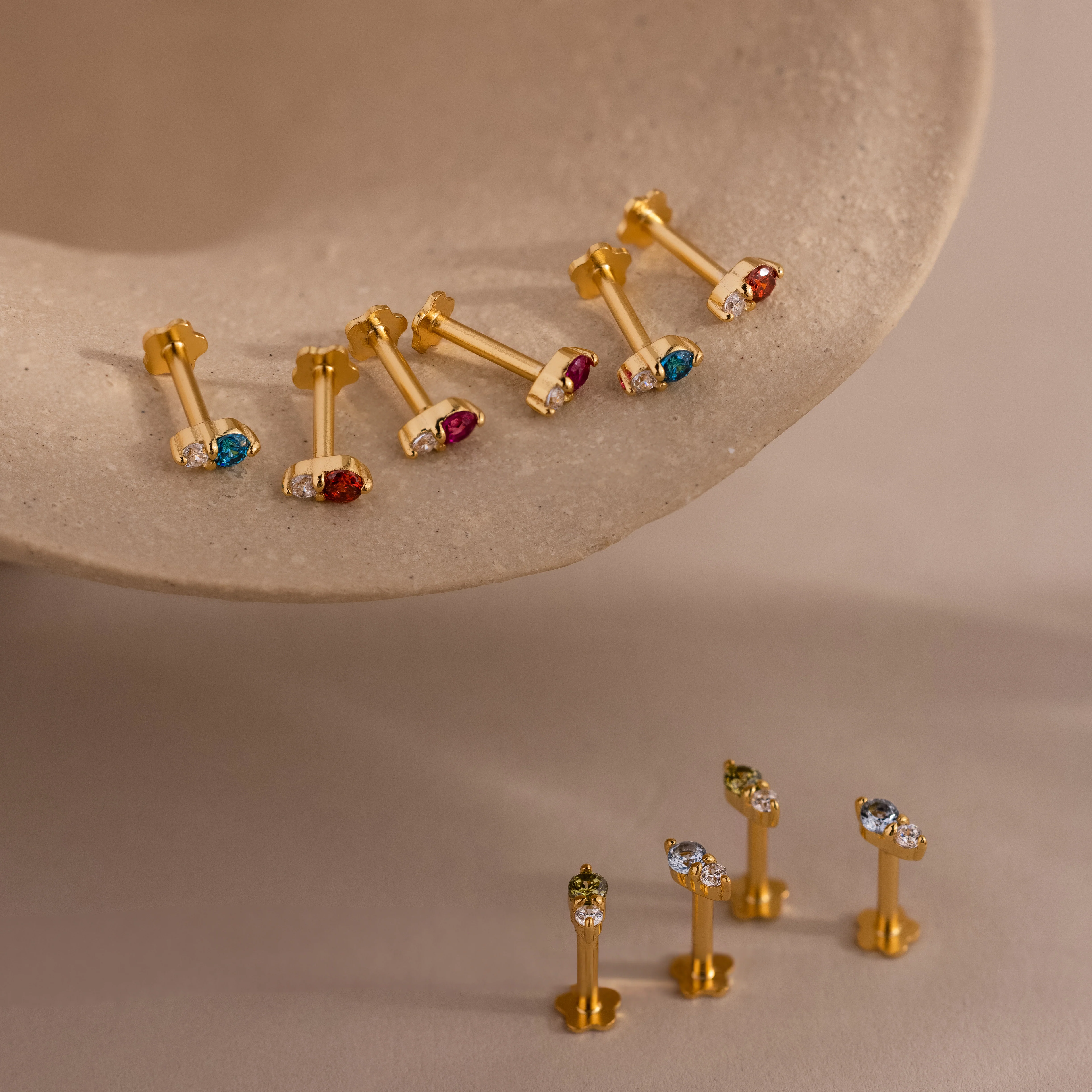 Tiny Duo Aquamarine Flatback Studs - Image 5