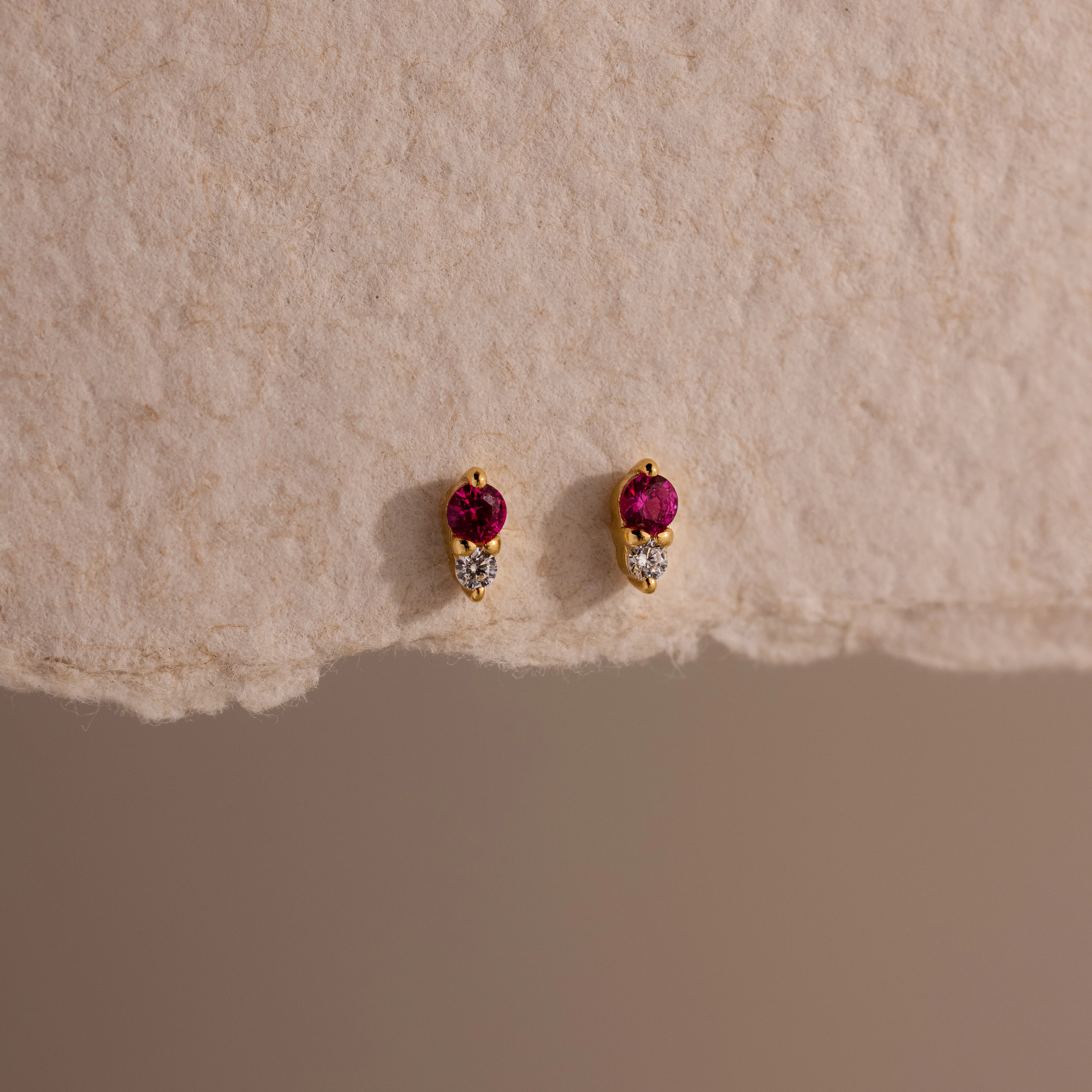 Tiny Duo Ruby Flatback Studs