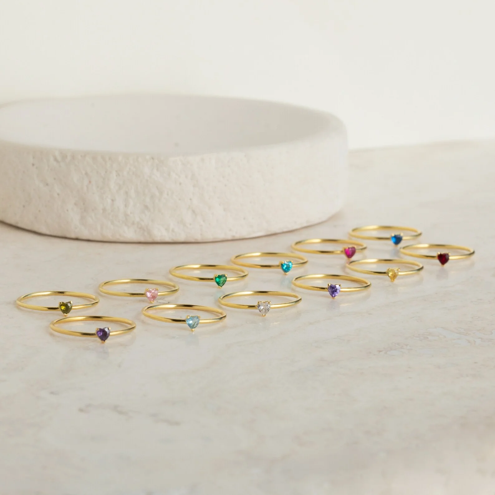 Tiny Heart Birthstone Ring - Image 3