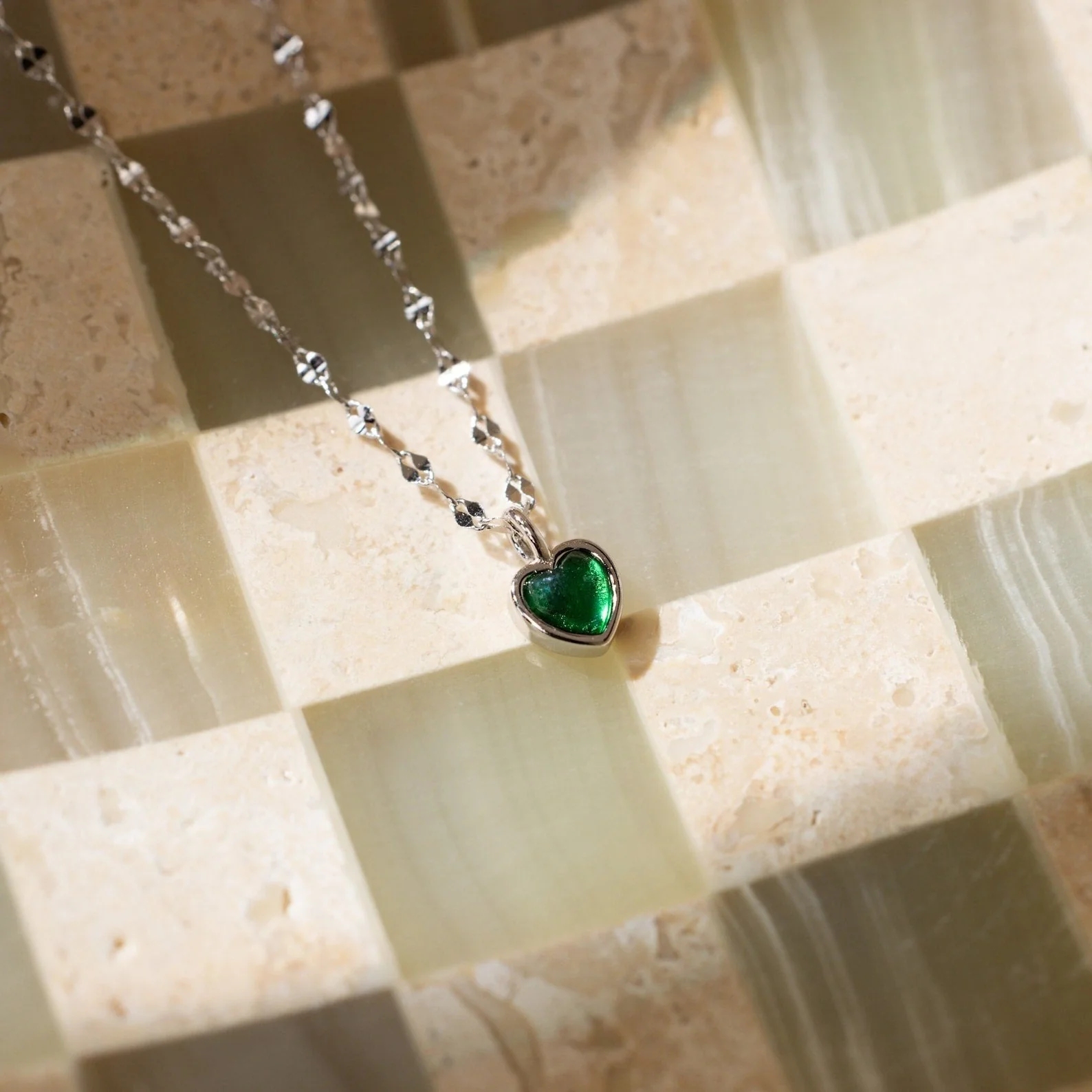 Tiny Jade Heart Necklace - Image 5