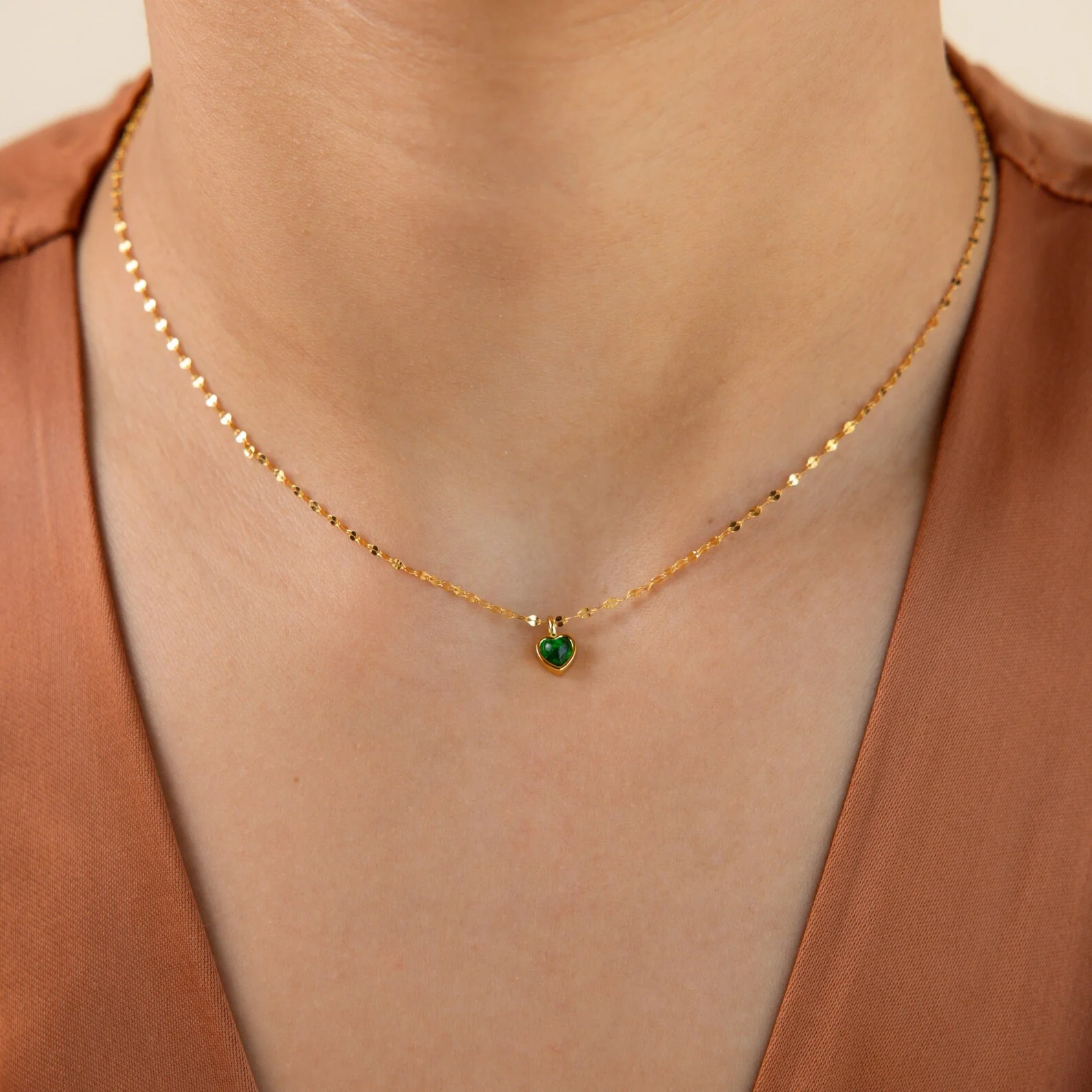 Tiny Jade Heart Necklace - Image 8