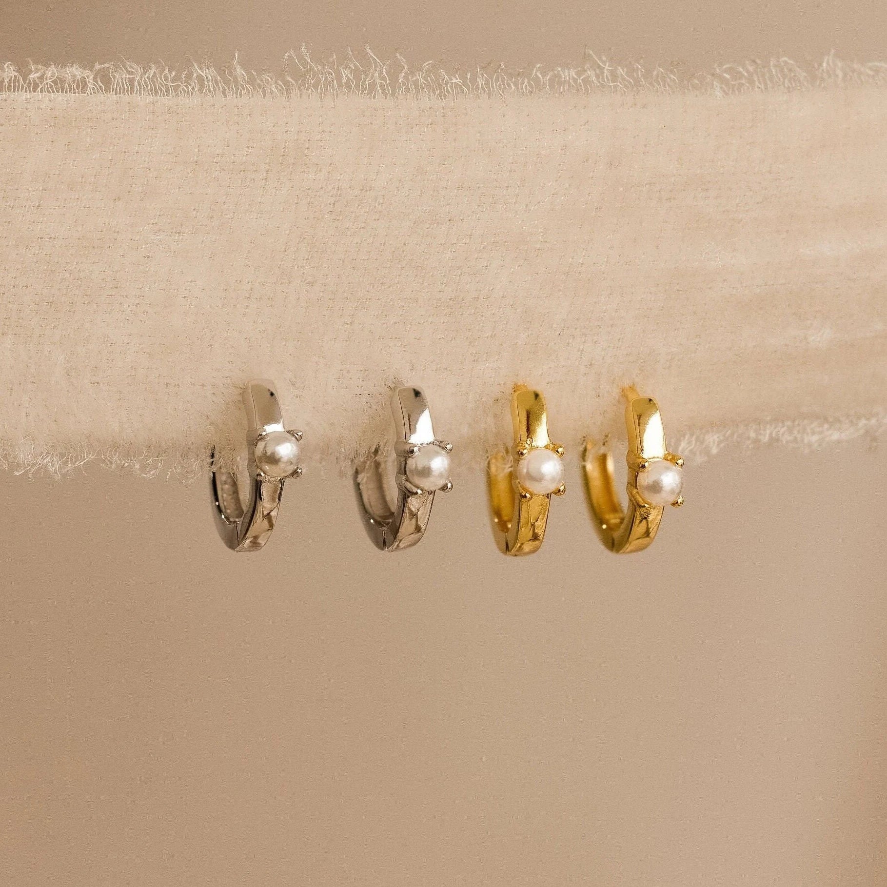 Tiny Pearl Huggies - Image 3