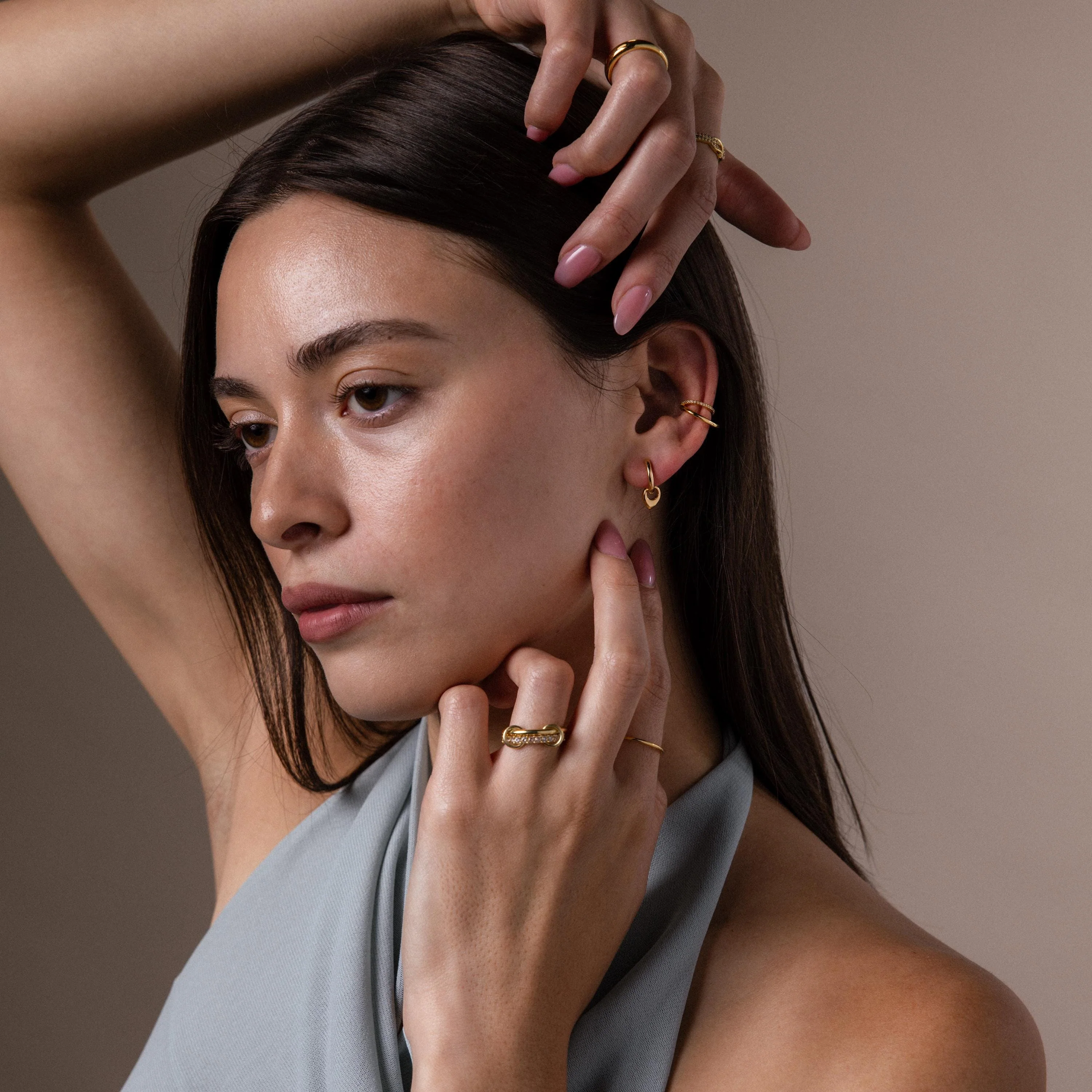 Tiny Teardrop Huggies in 18K Gold - Image 6
