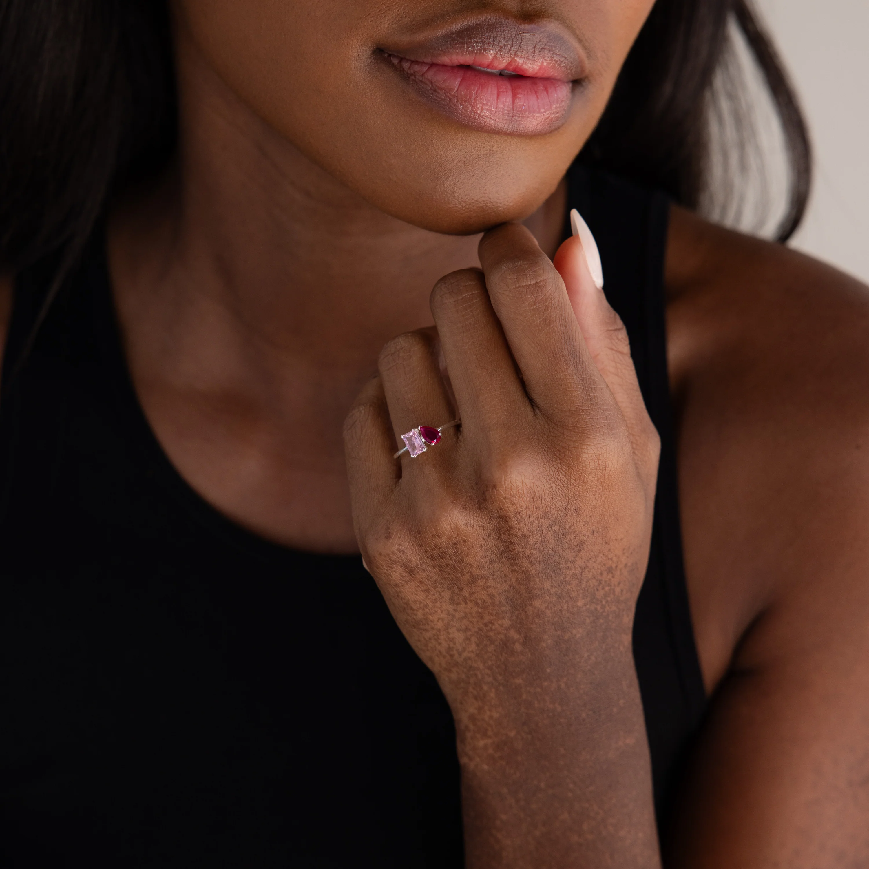 Toi et Moi Birthstone Ring in Silver - Image 2