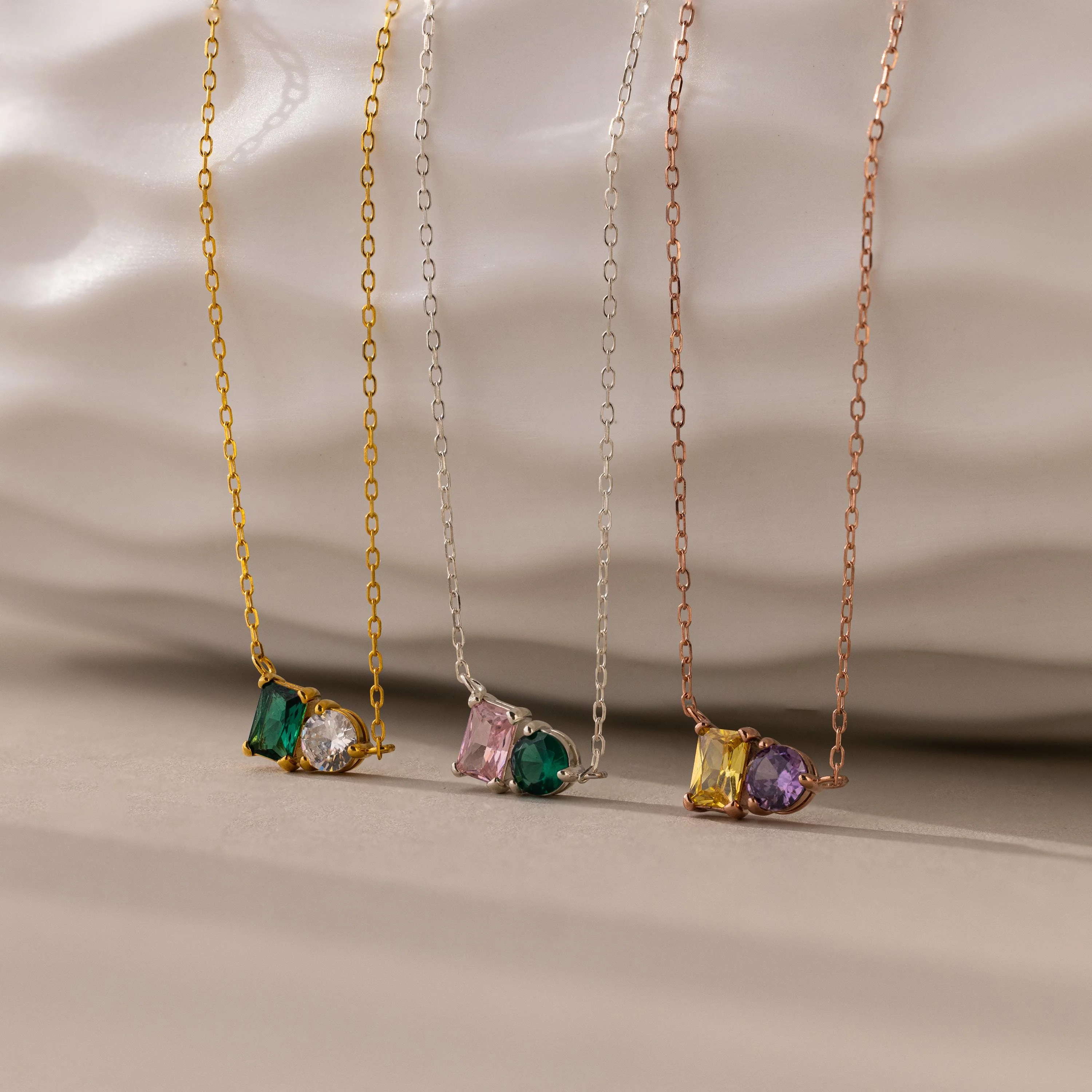 Toi et Moi Emerald Birthstone Necklace - Image 2