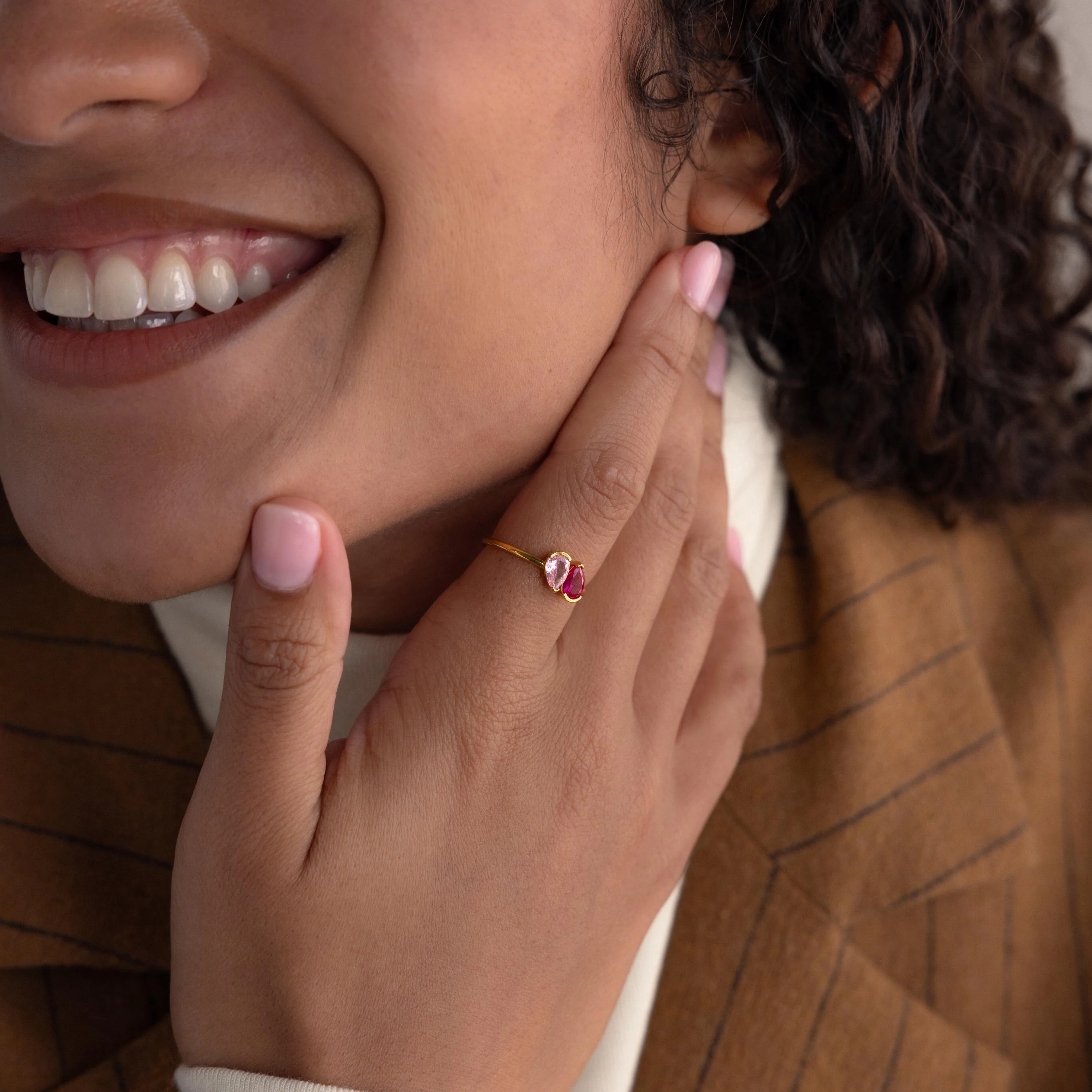 Toi et Moi Pear Birthstone Ring - Image 2