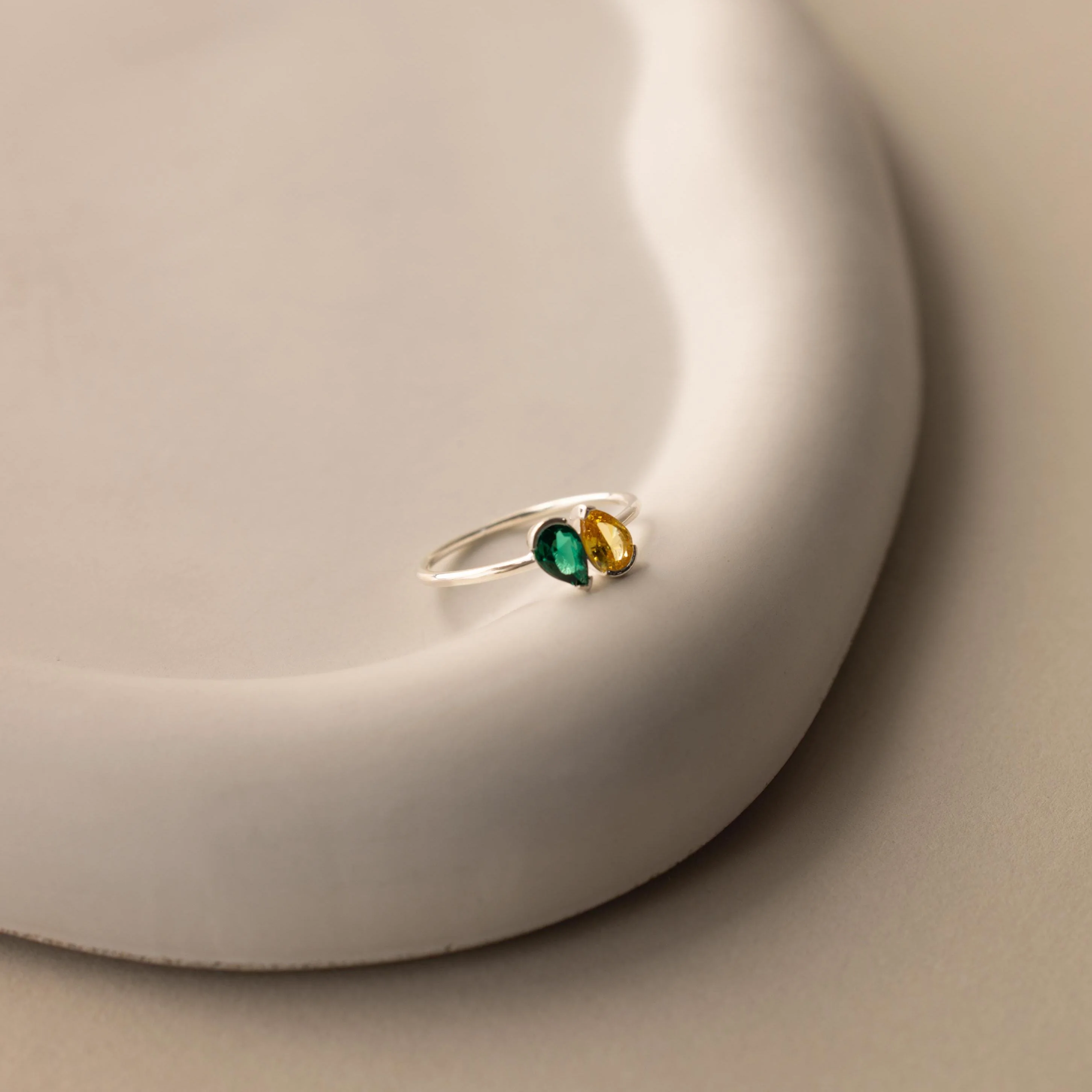 Toi et Moi Pear Birthstone Ring - Image 5