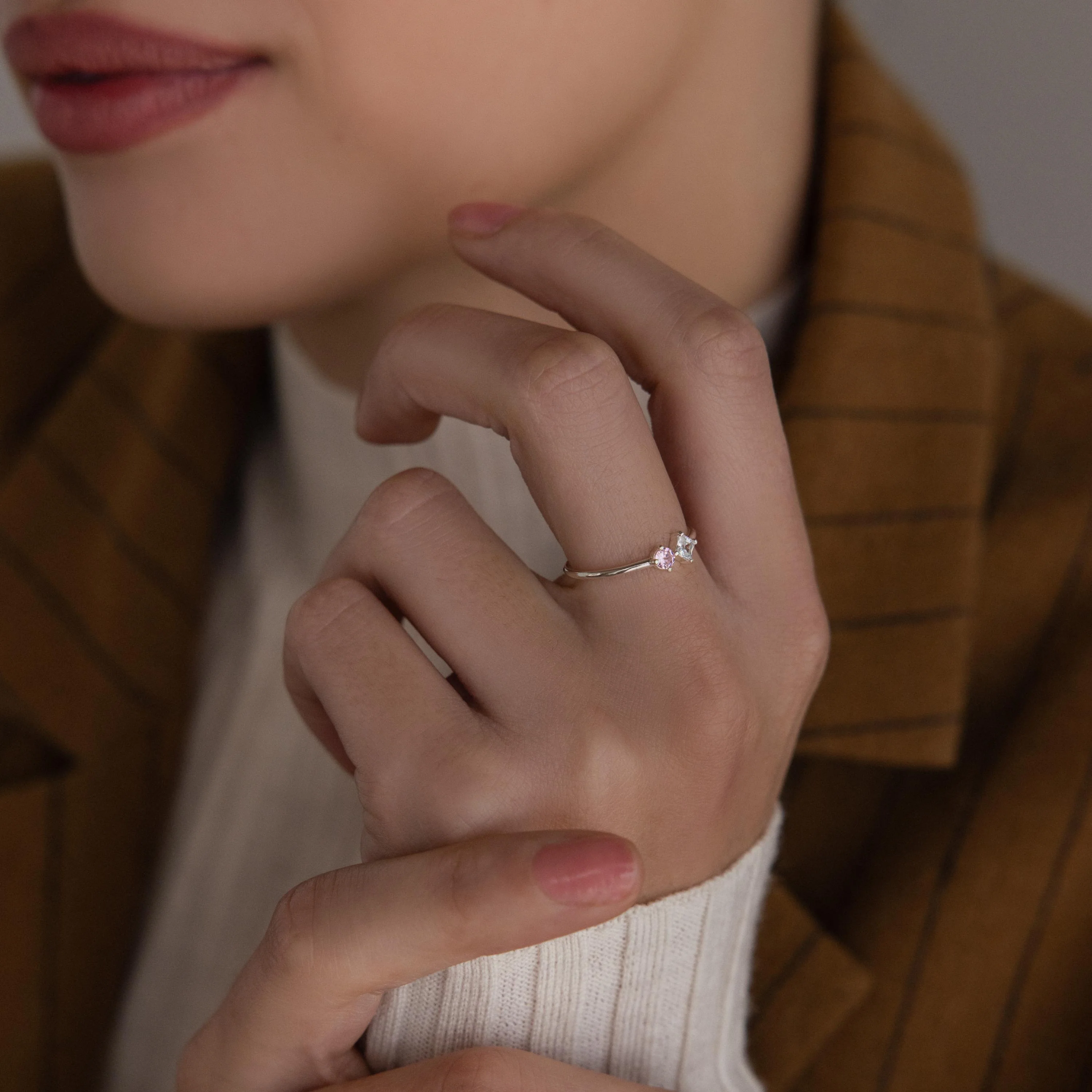 Toi et Moi Princess Birthstone Ring - Image 4