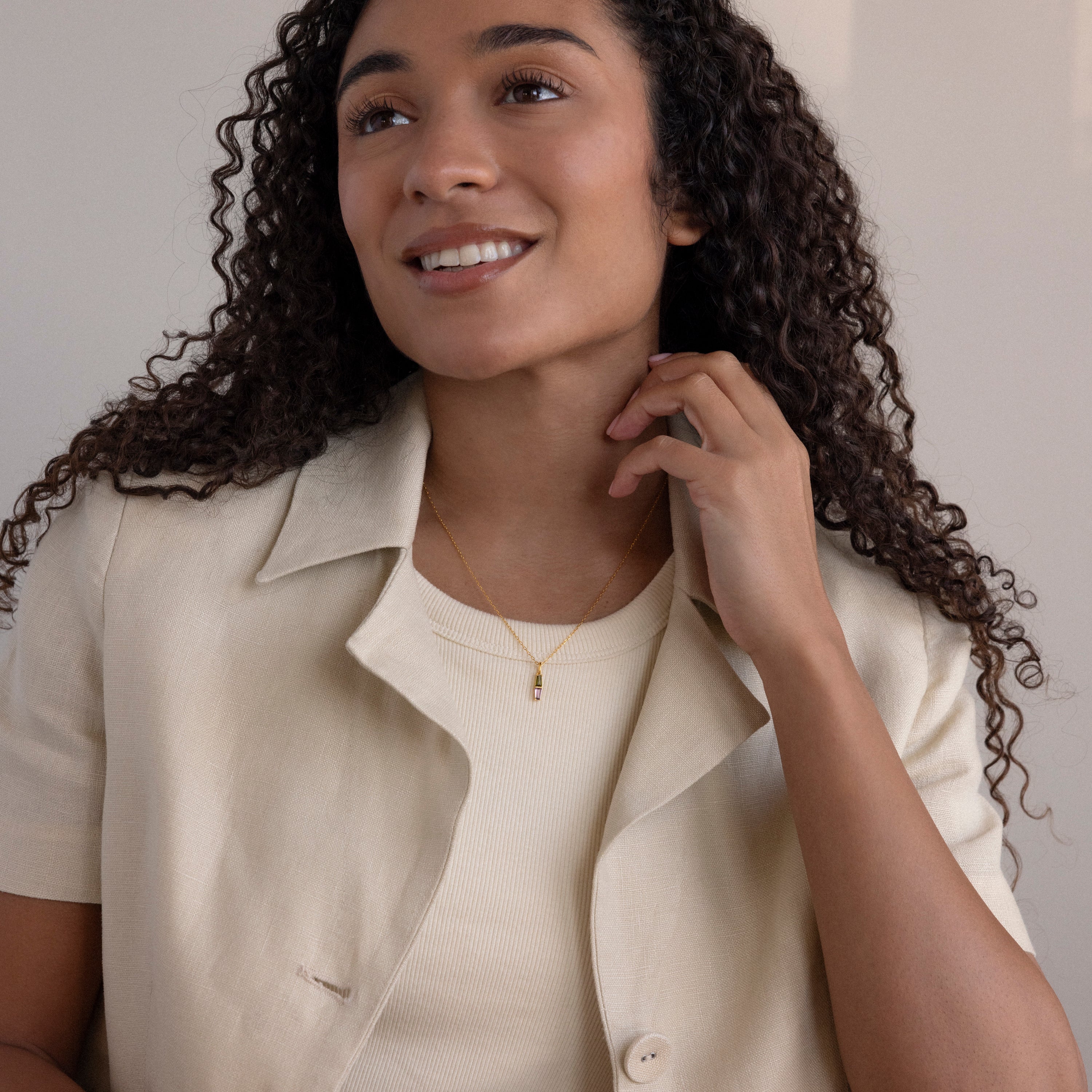 Toi et Moi Tapered Birthstone Necklace - Image 6