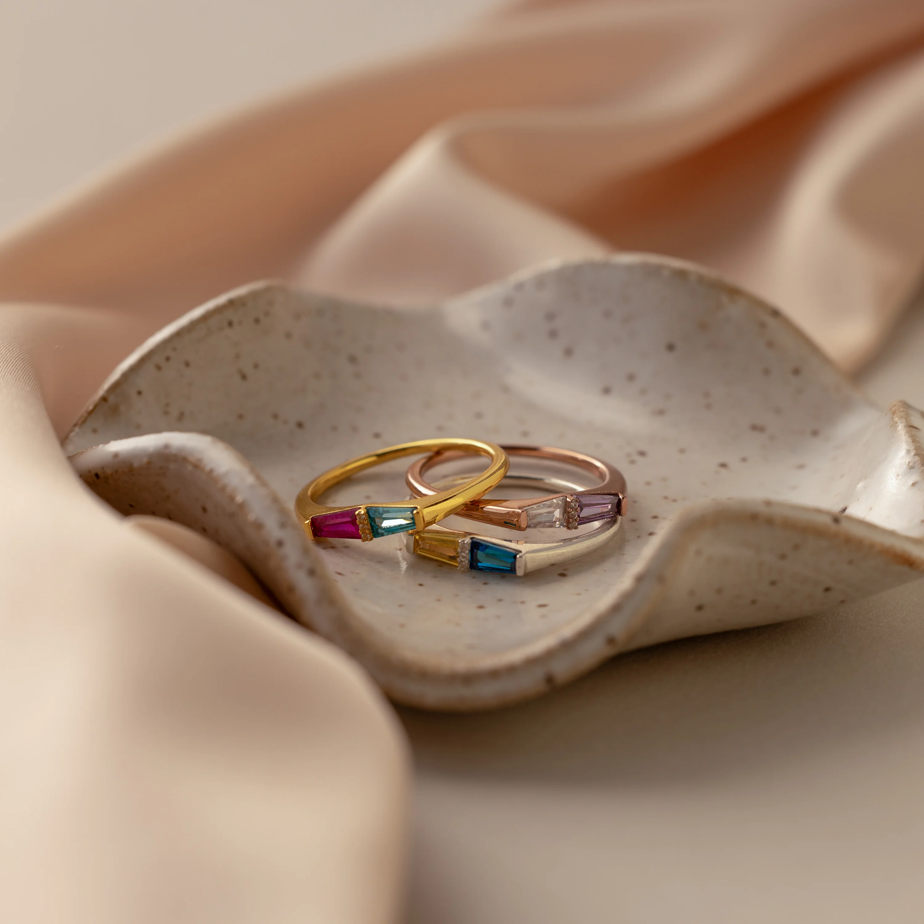 Toi et Moi Tapered Birthstone Ring - Image 4
