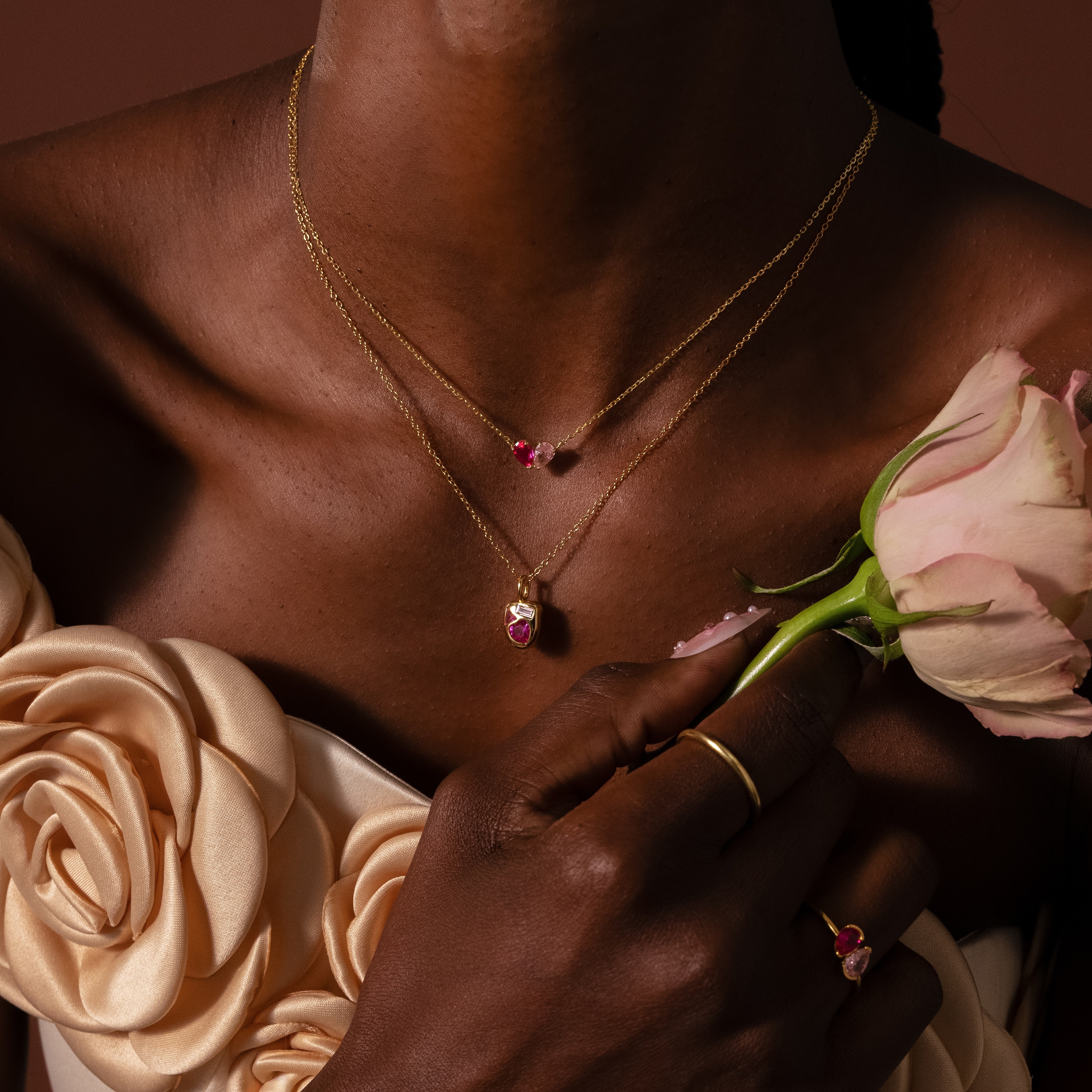 Toi et Moi Teardrop Heart Necklace in 18K Gold - Image 4