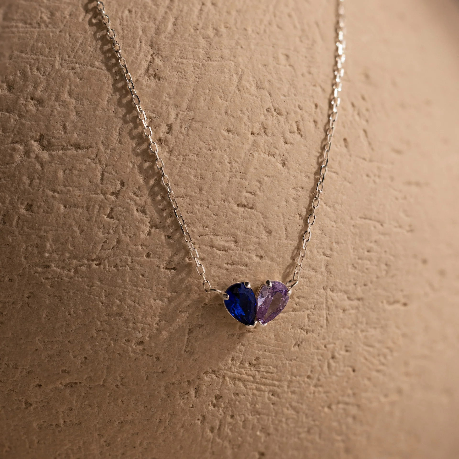 Toi et Moi Teardrop Heart Necklace in Silver - Image 3