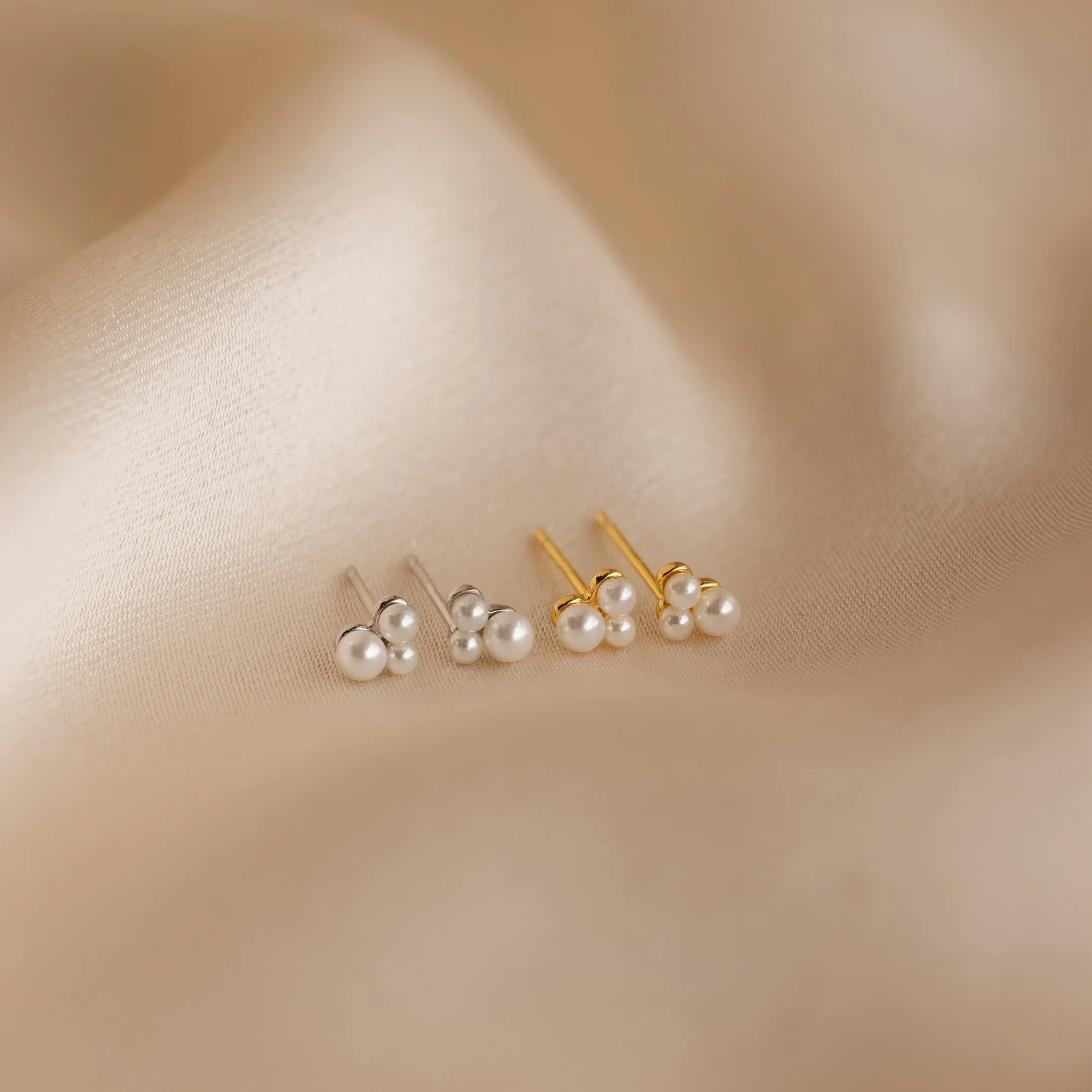Trio Cluster Pearl Studs - Image 3