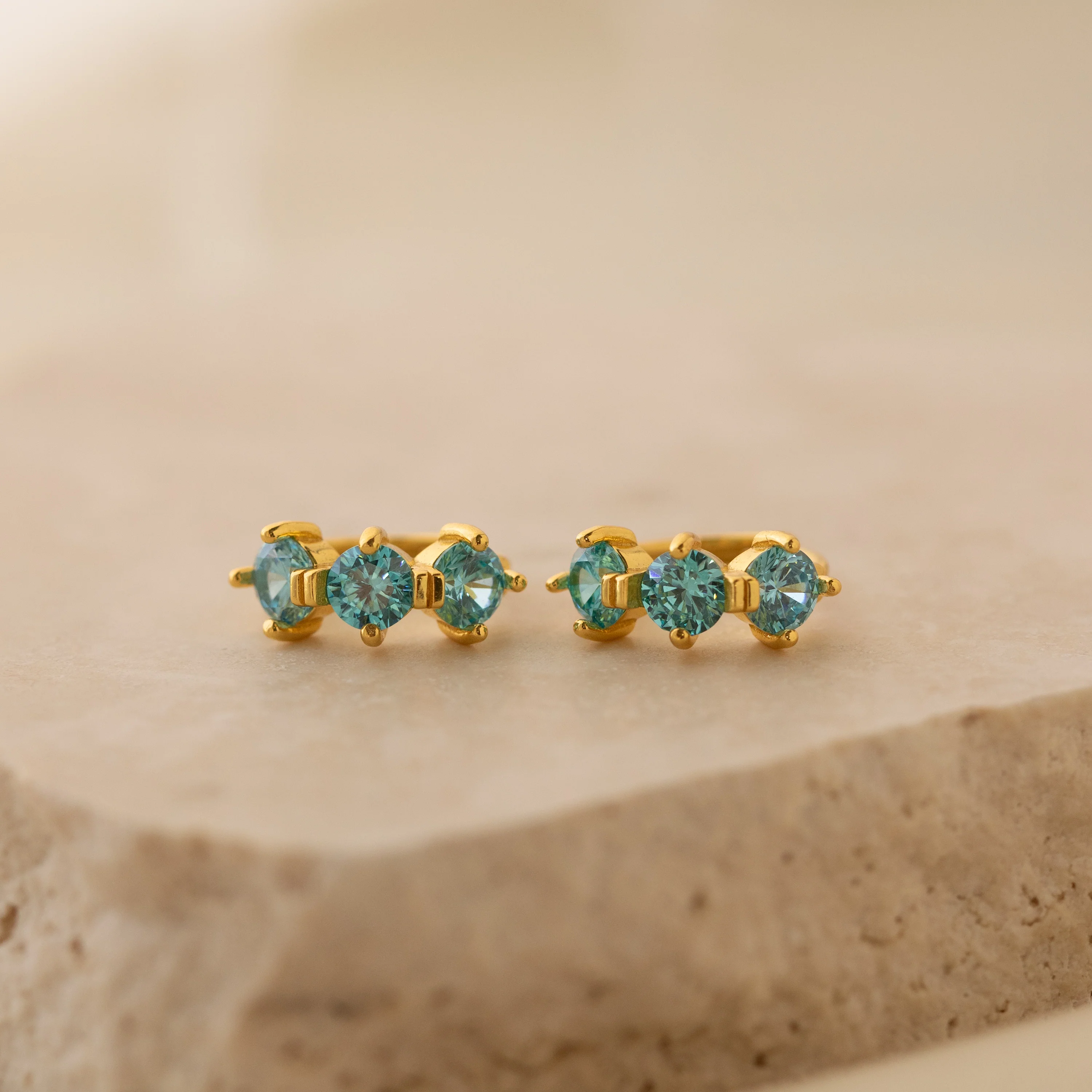 Triple Birthstone Huggies - Image 3