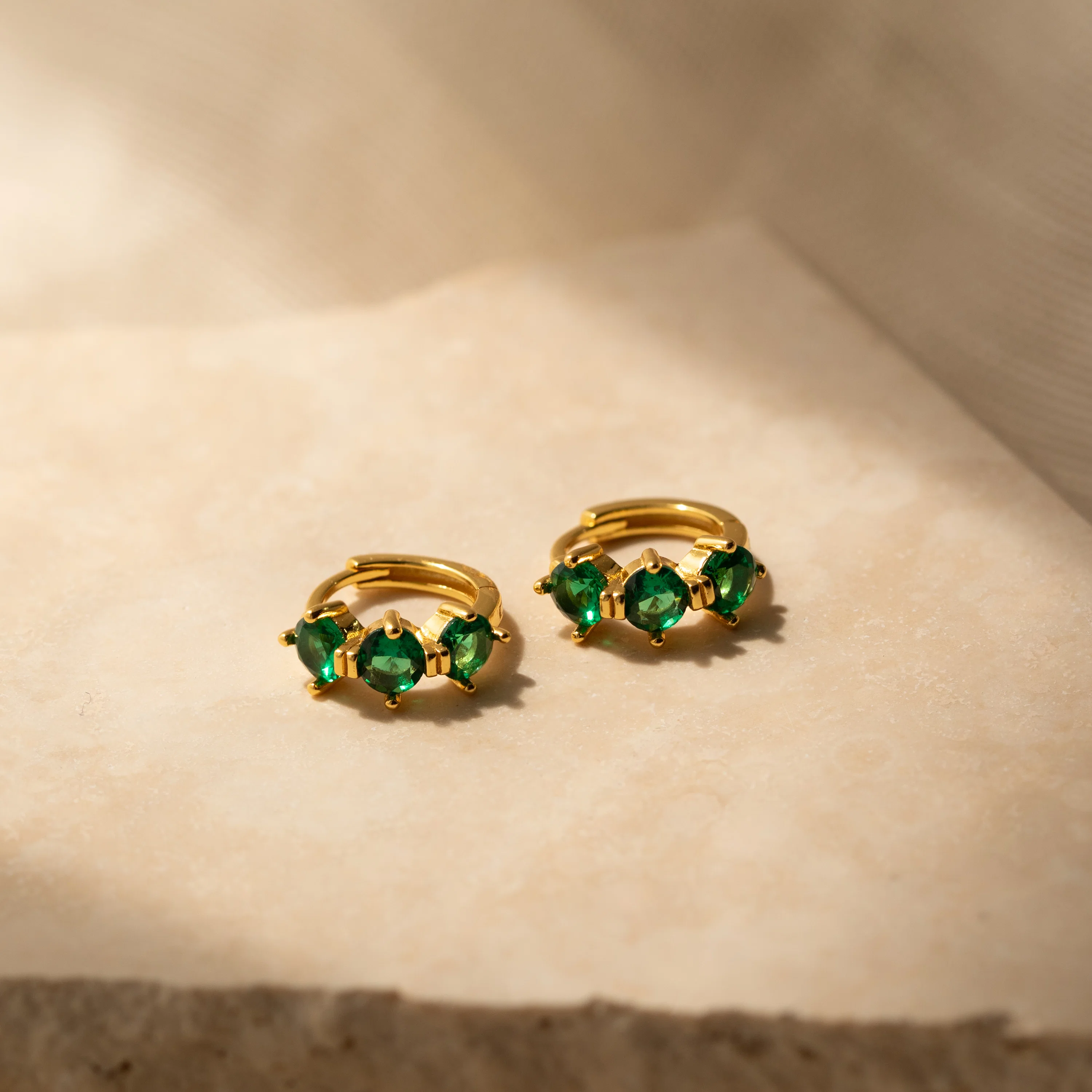 Triple Birthstone Huggies - Image 6