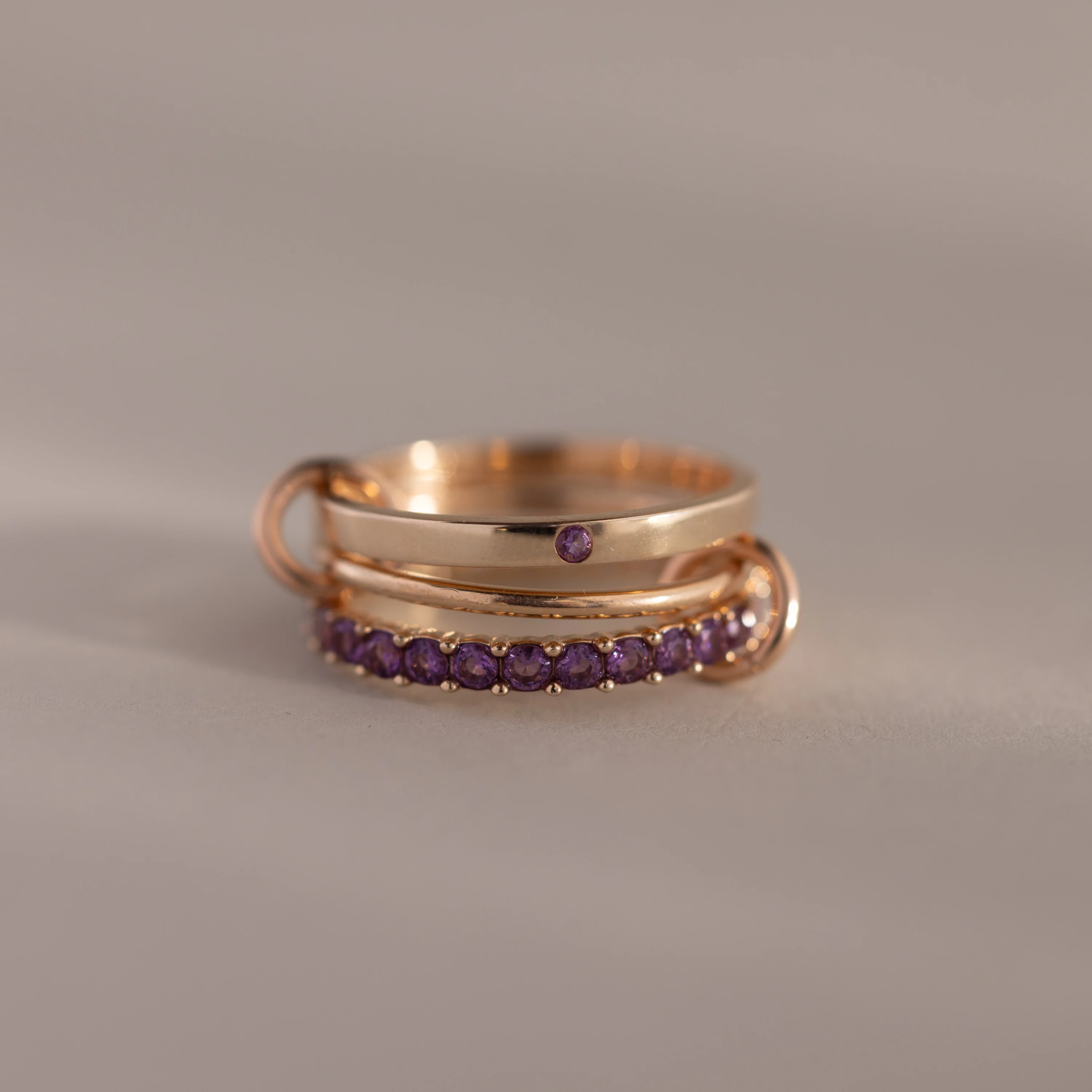Triple Linked Amethyst Ring Set - Image 5