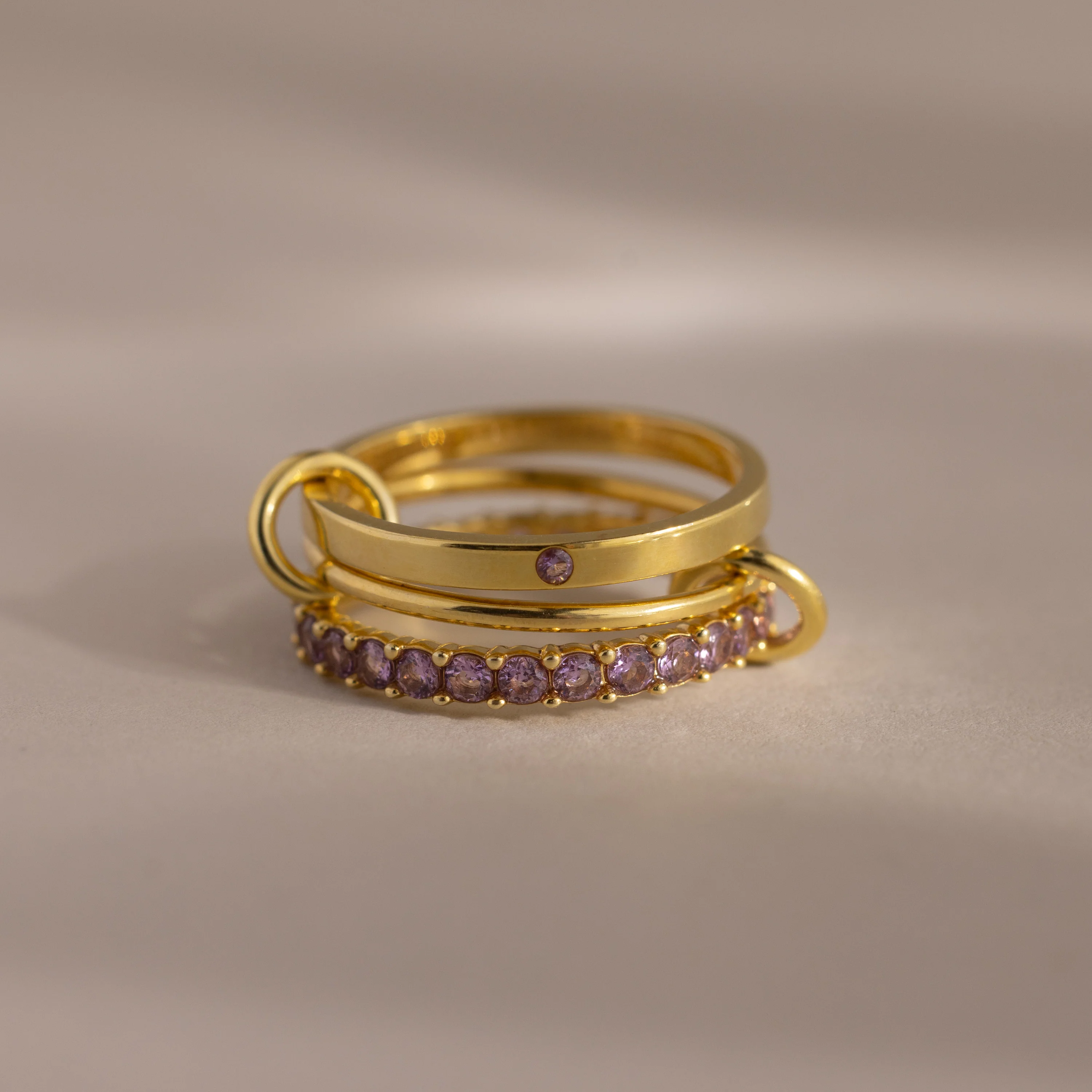 Triple Linked Birthstone Ring Set - Image 10