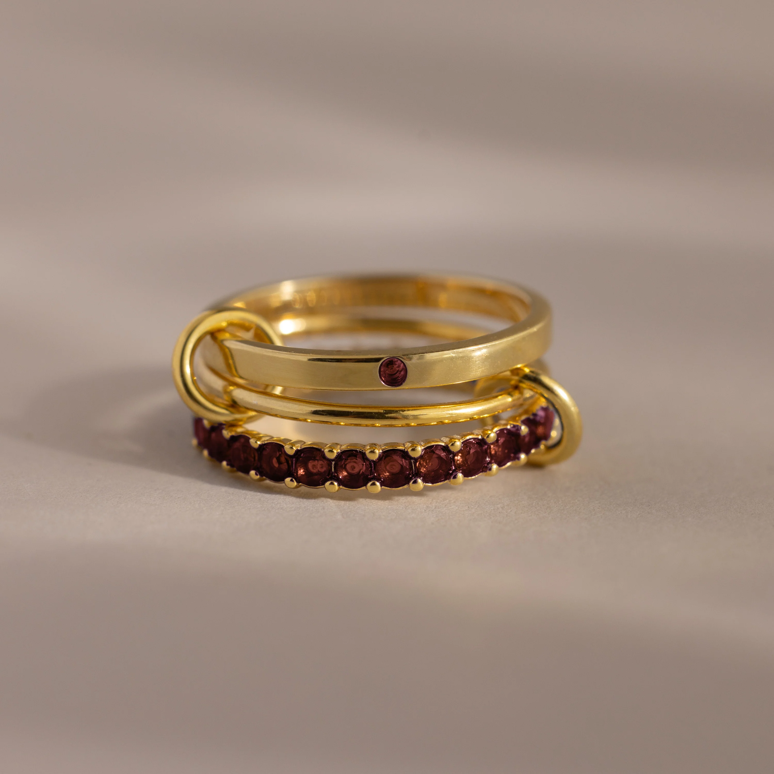 Triple Linked Birthstone Ring Set - Image 11