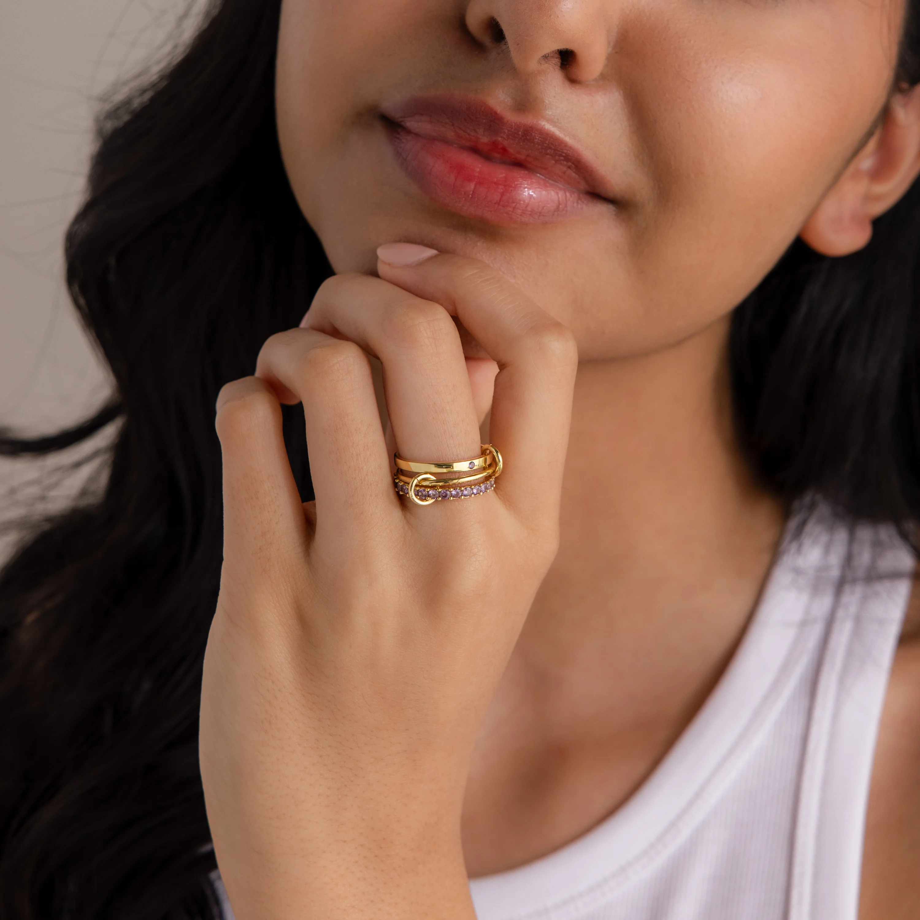 Triple Linked Birthstone Ring Set - Image 17