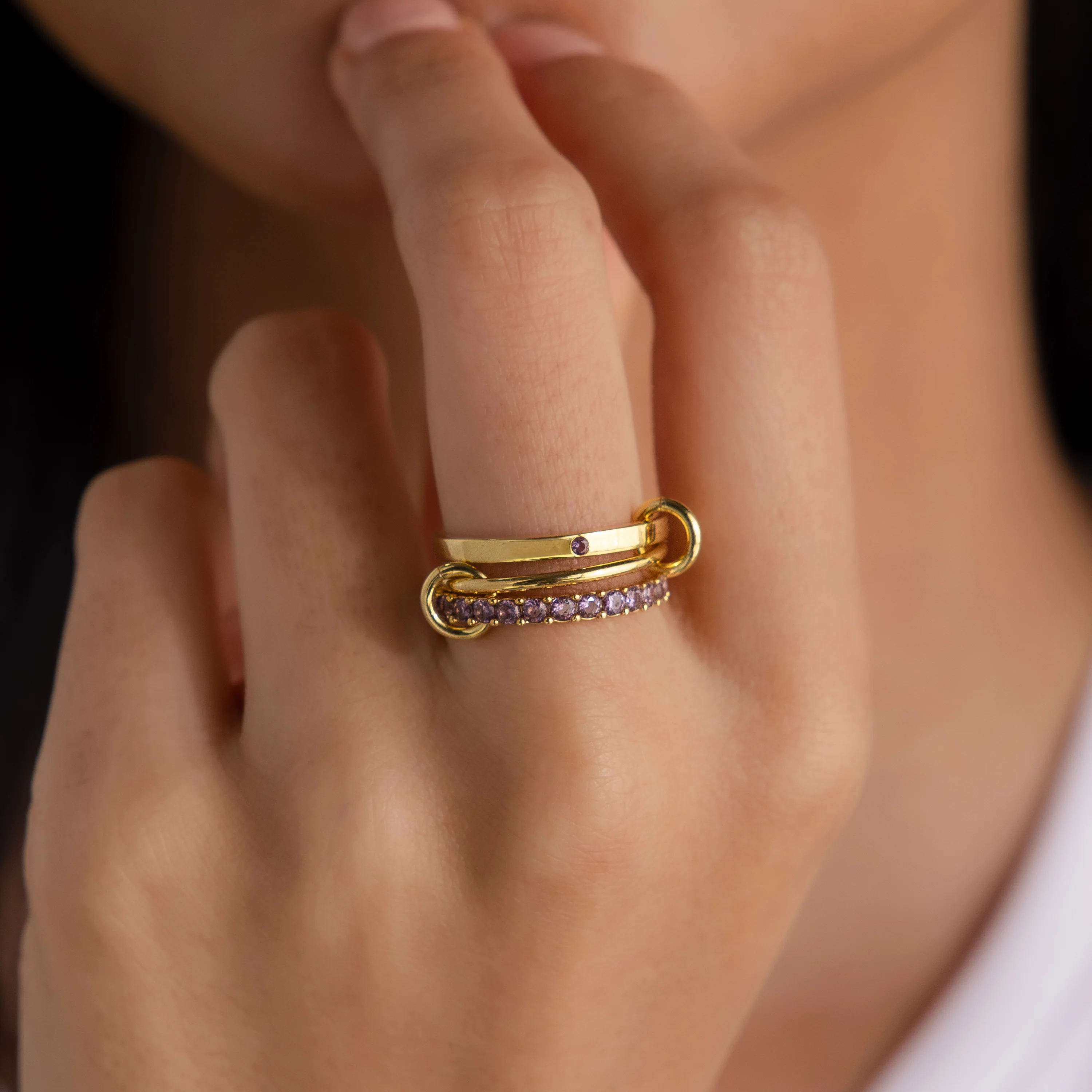Triple Linked Birthstone Ring Set - Image 2