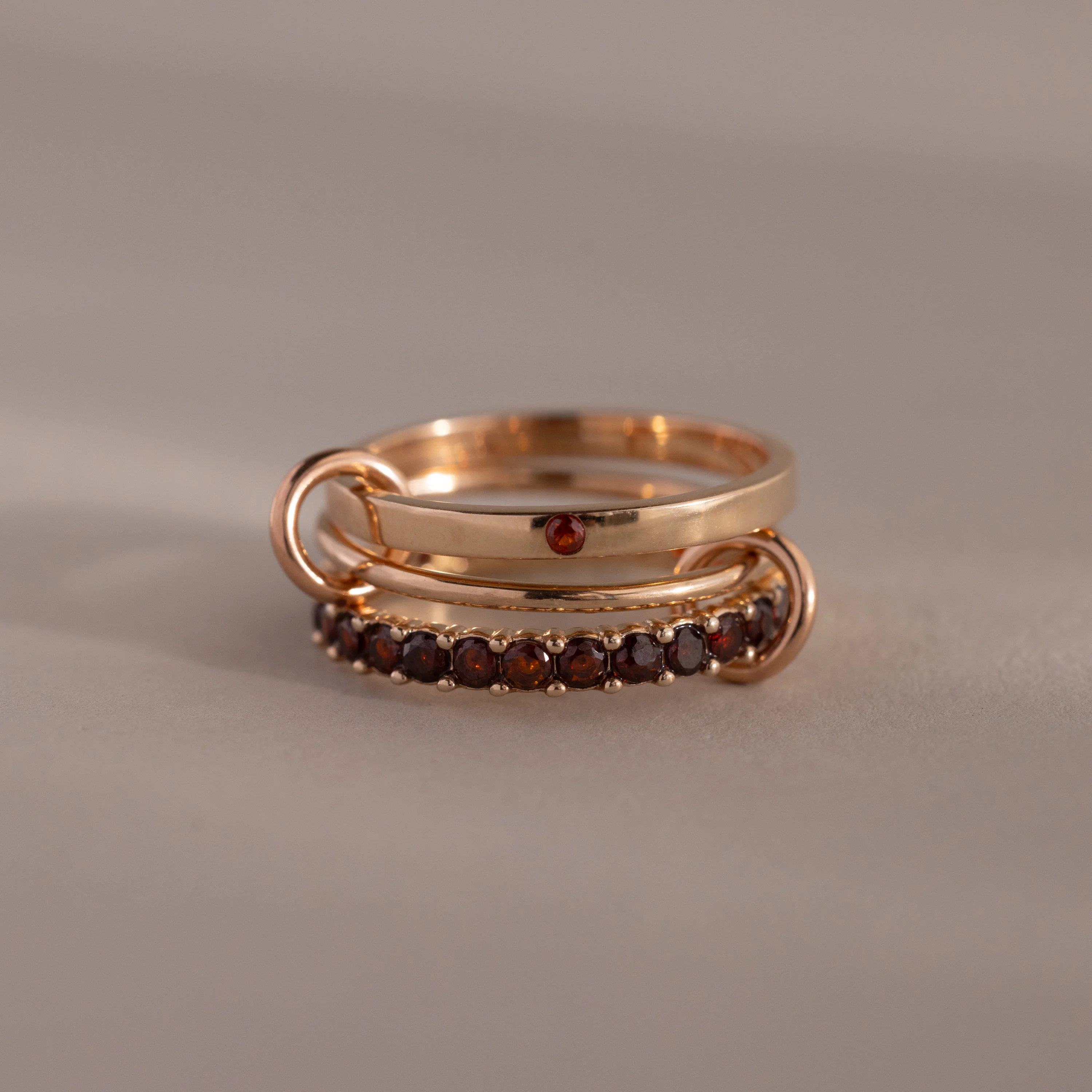 Triple Linked Garnet Ring Set - Image 5