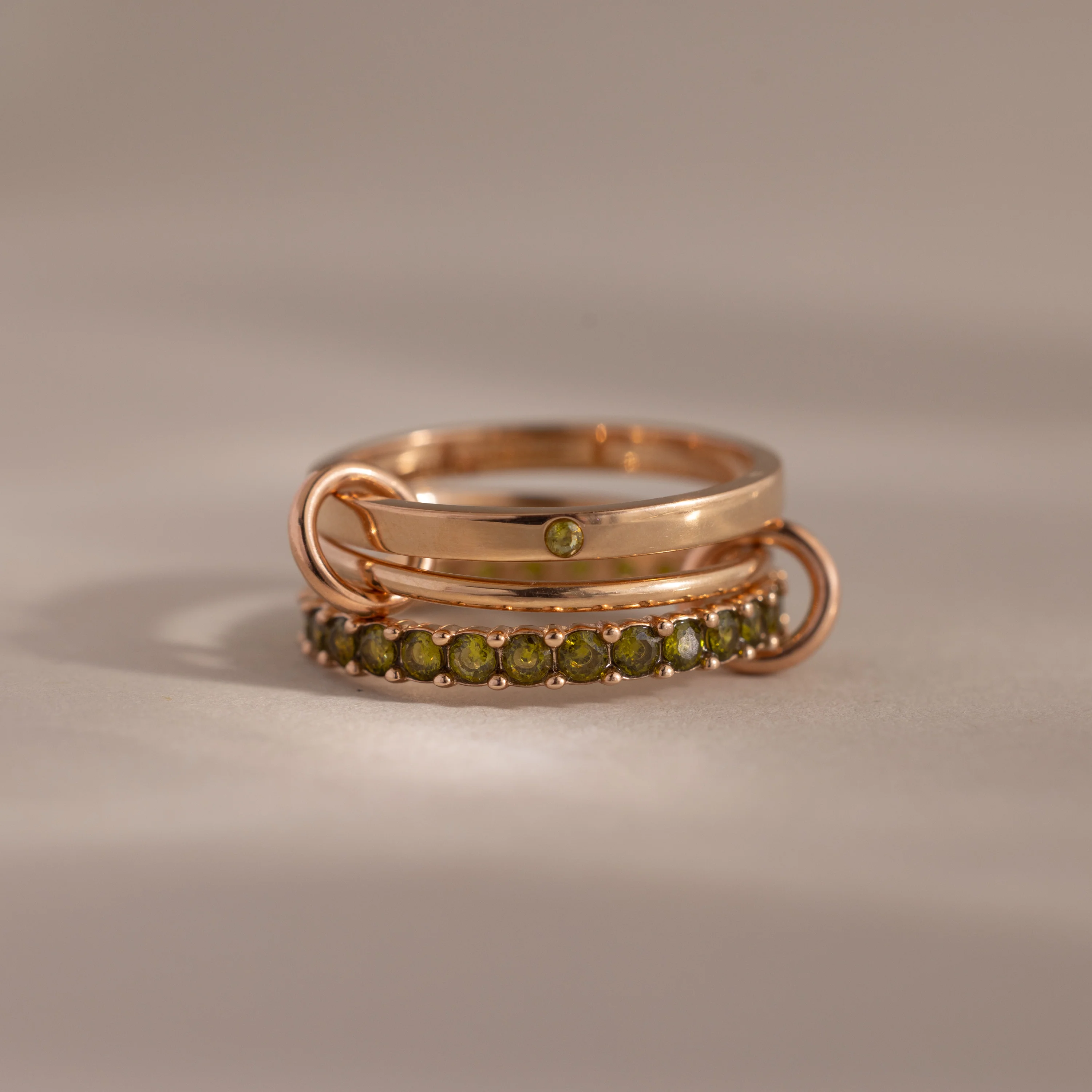 Triple Linked Peridot Ring Set - Image 3