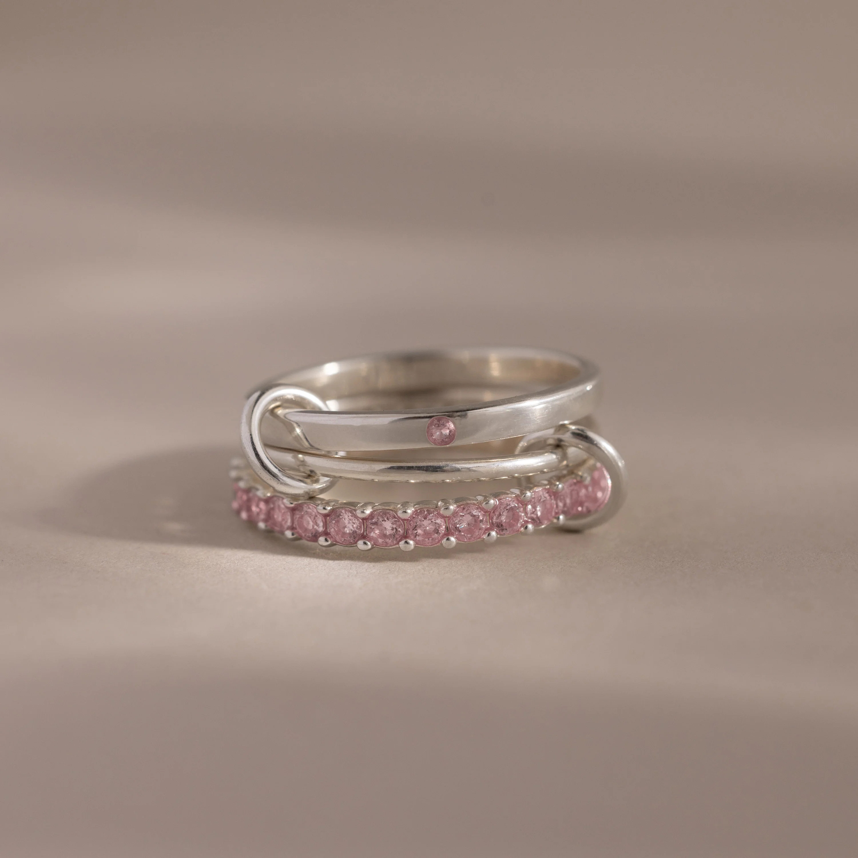 Triple Linked Pink Tourmaline Ring Set - Image 3
