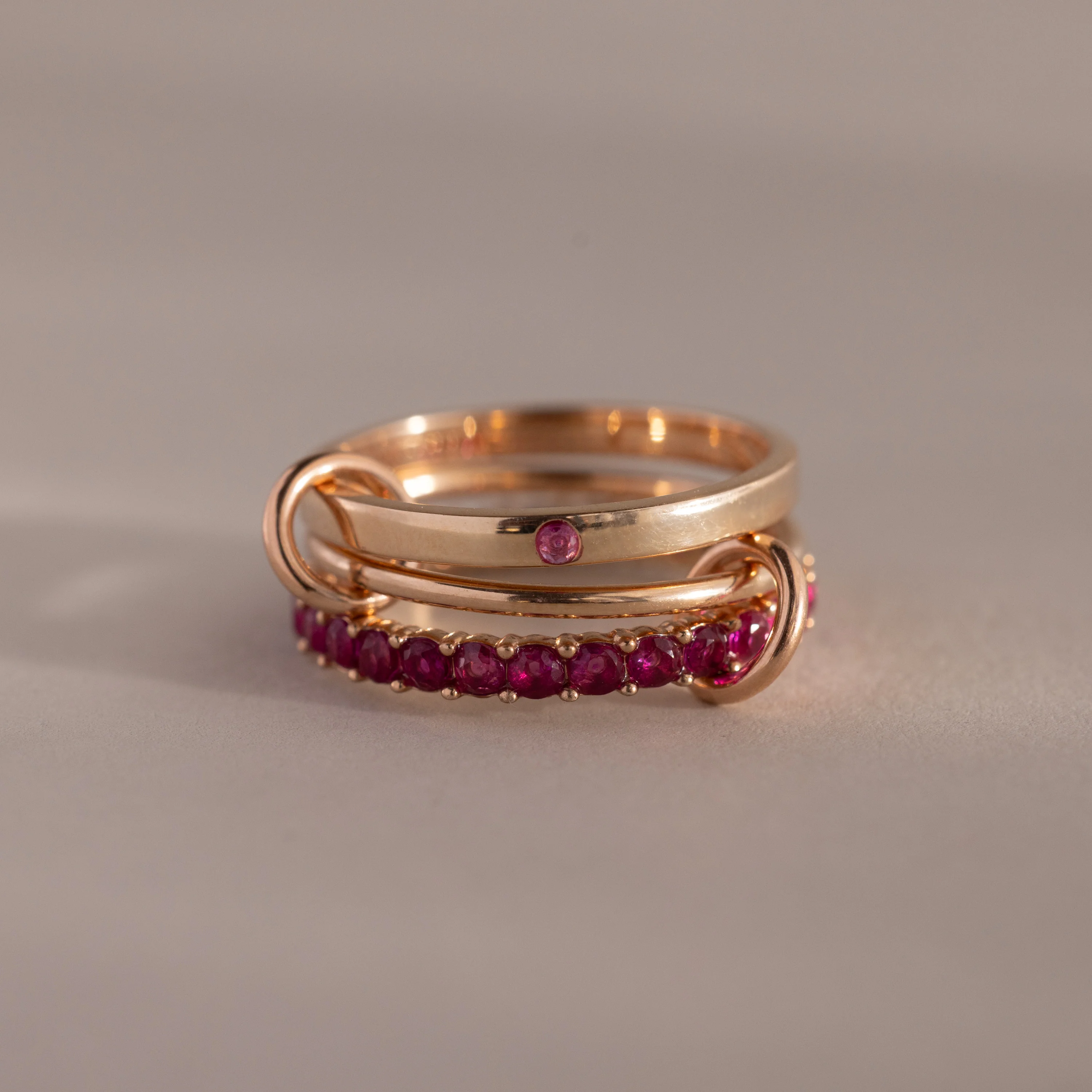 Triple Linked Ruby Ring Set - Image 5