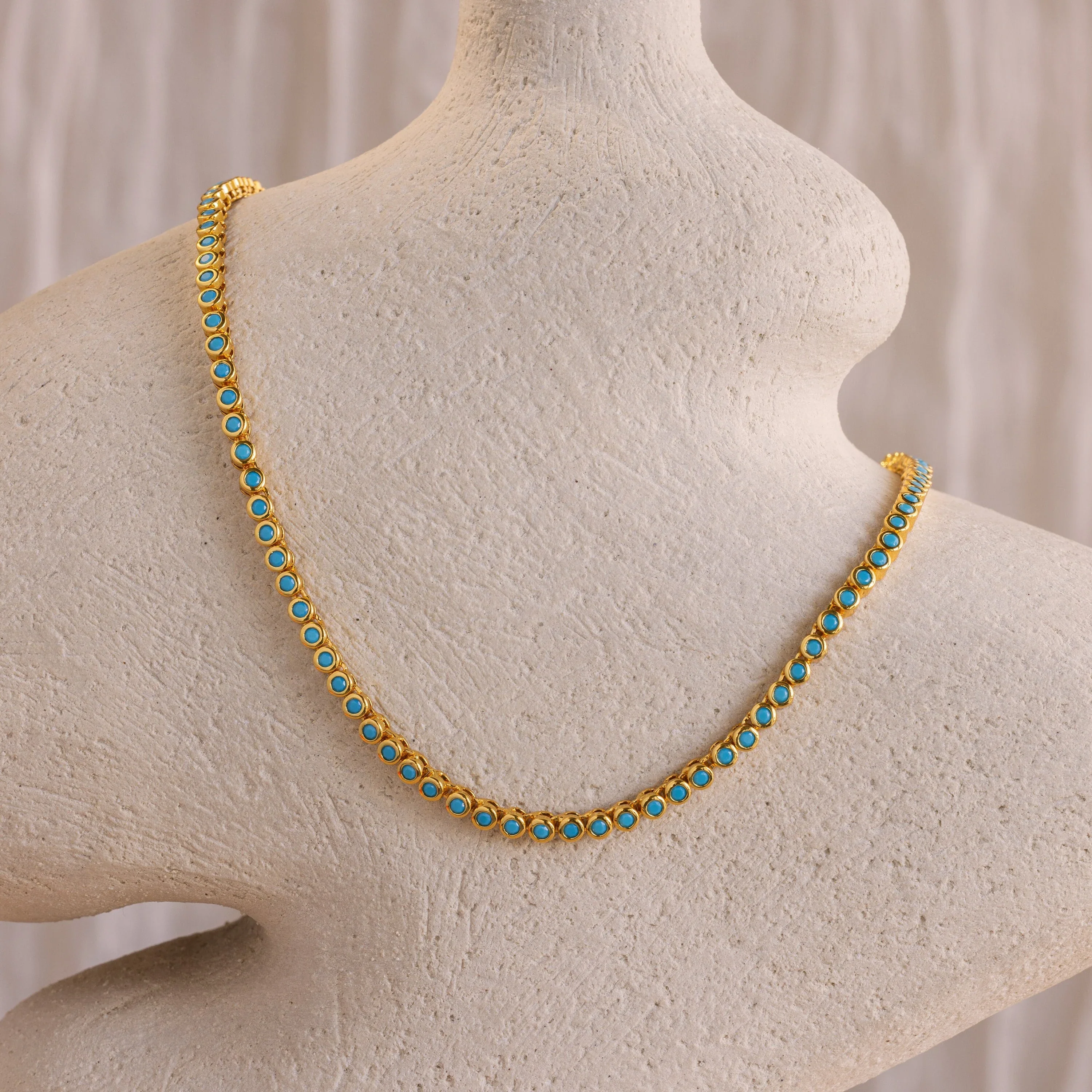 Turquoise Bezel Tennis Necklace - Image 2