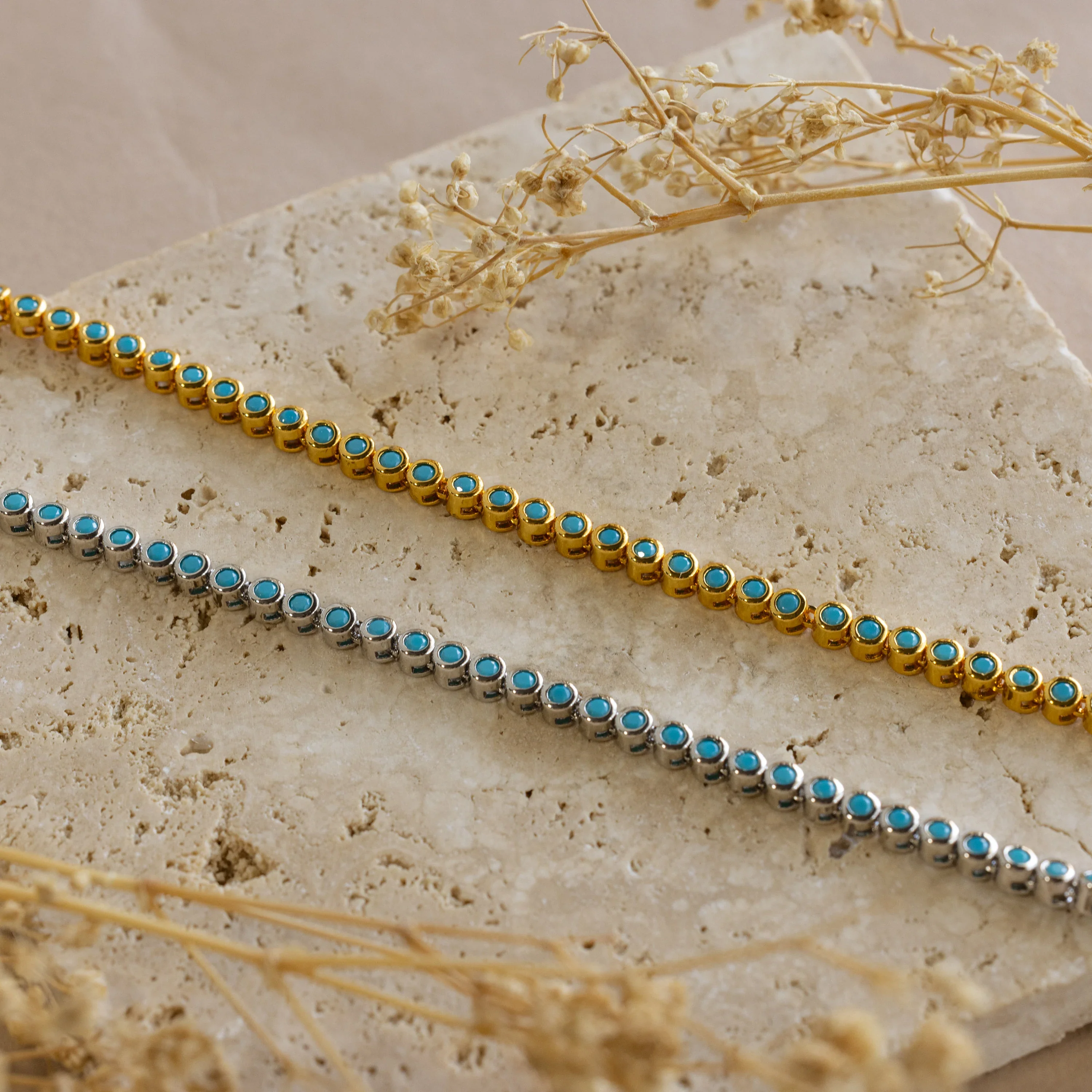 Turquoise Bezel Tennis Necklace - Image 5