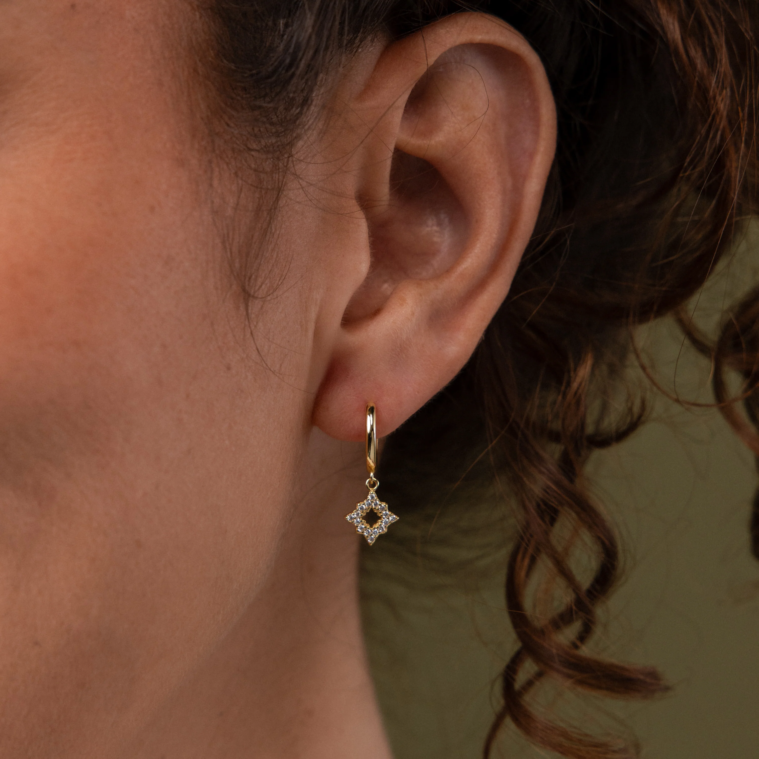 Twilight Star Hoops in 18K Gold - Image 2