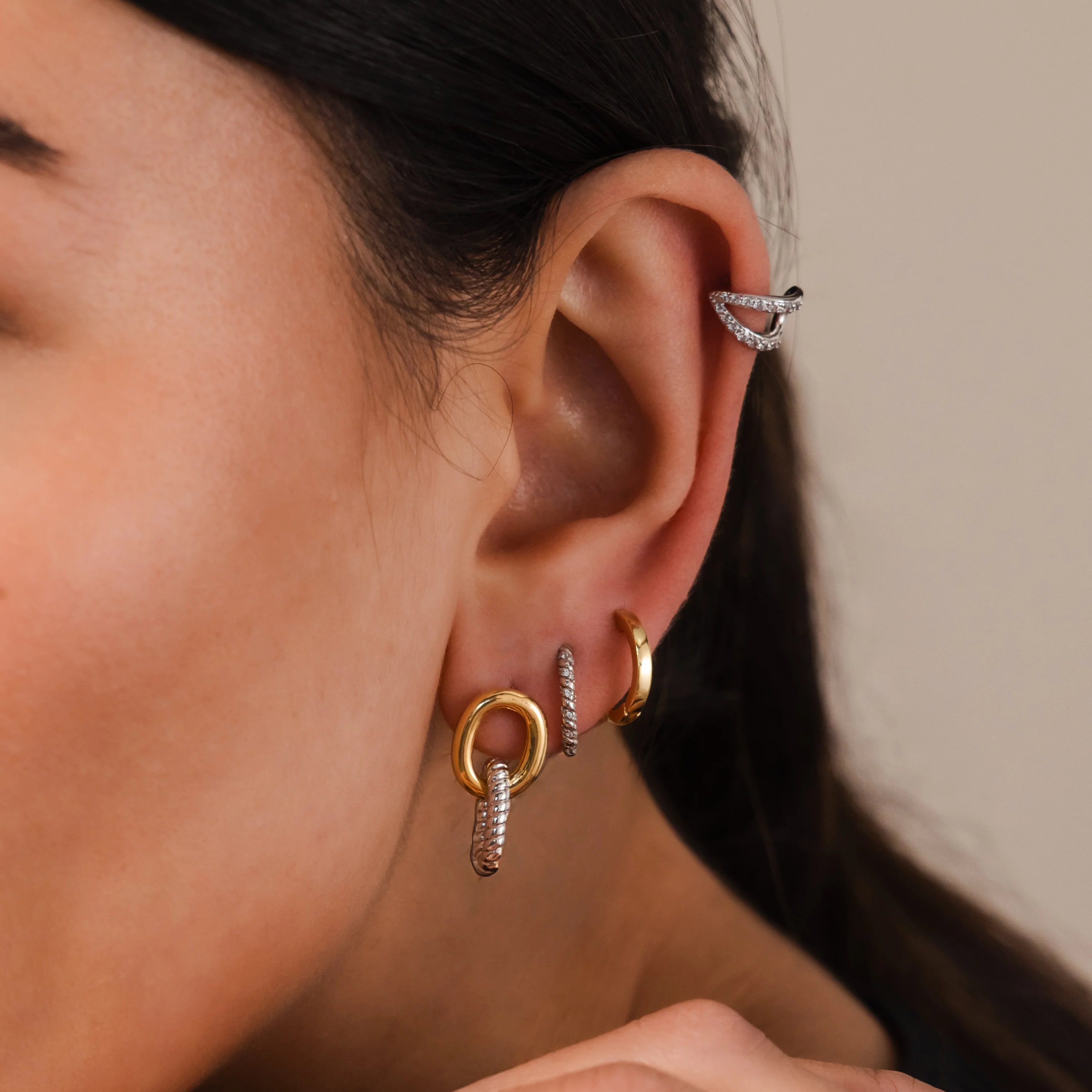 Twisted Link Earrings in Mixed Metal - Image 4