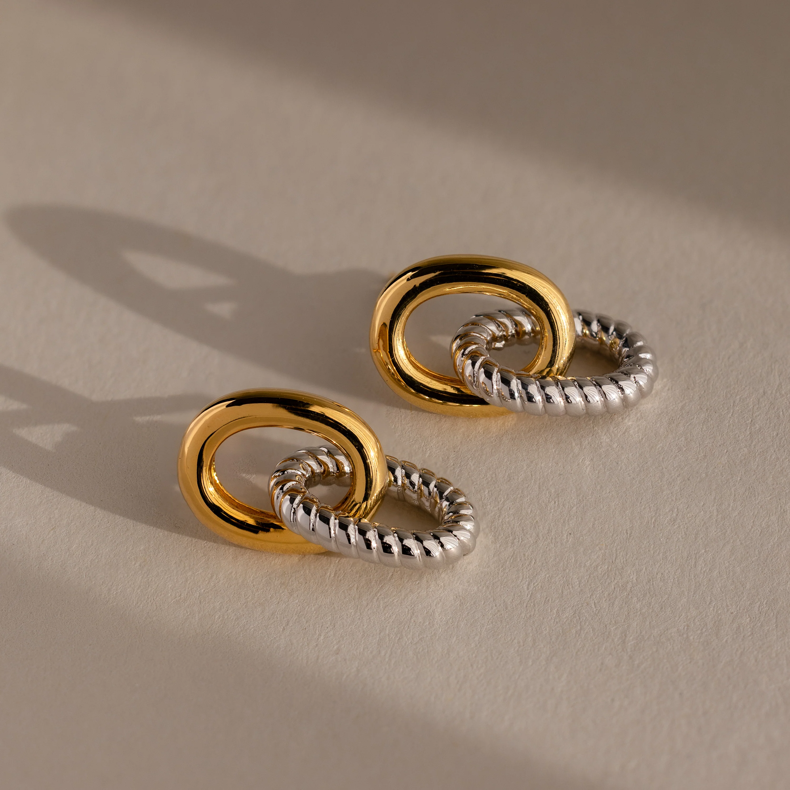 Twisted Link Earrings in Mixed Metal - Image 5