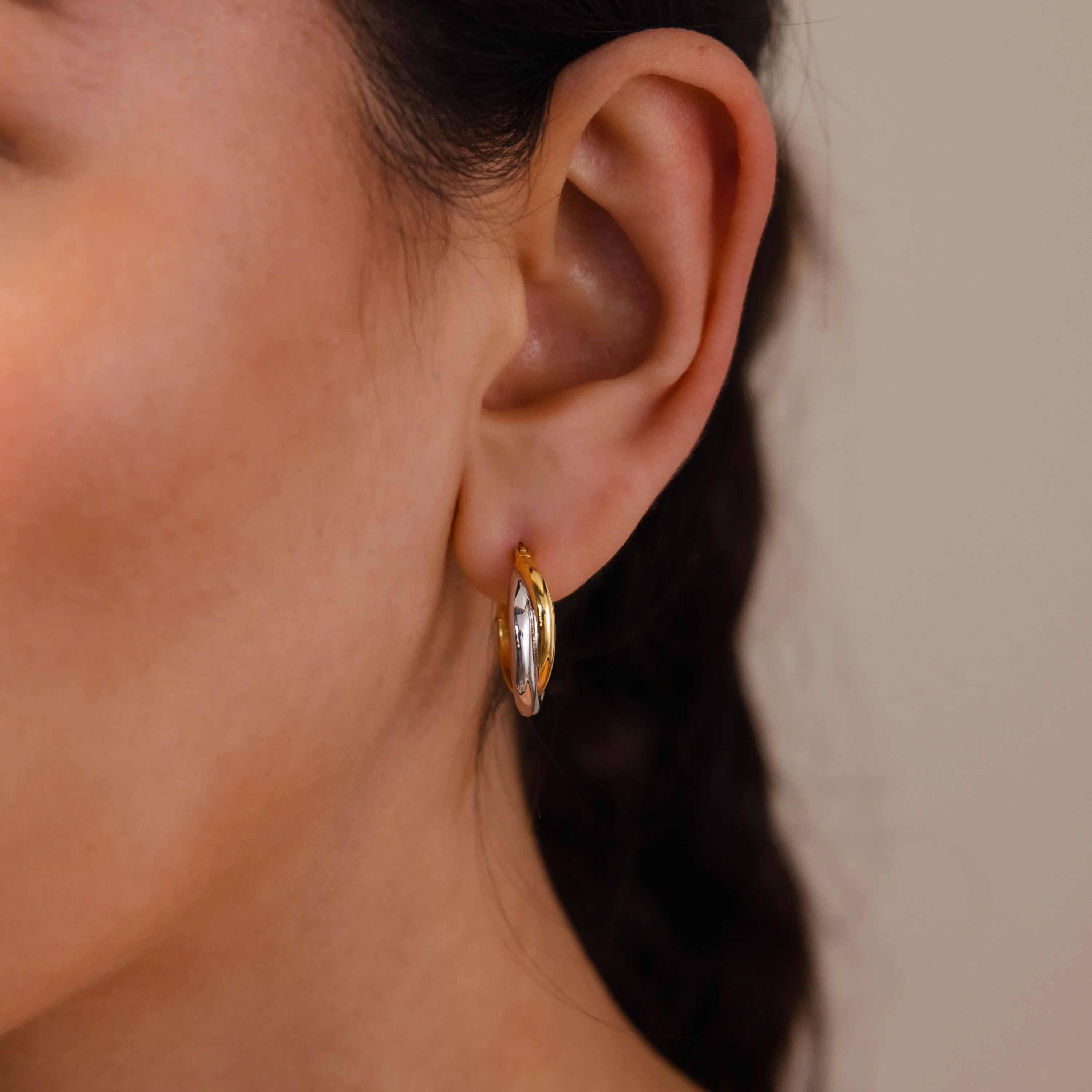 Twisted Mixed Metal Hoops - Image 2