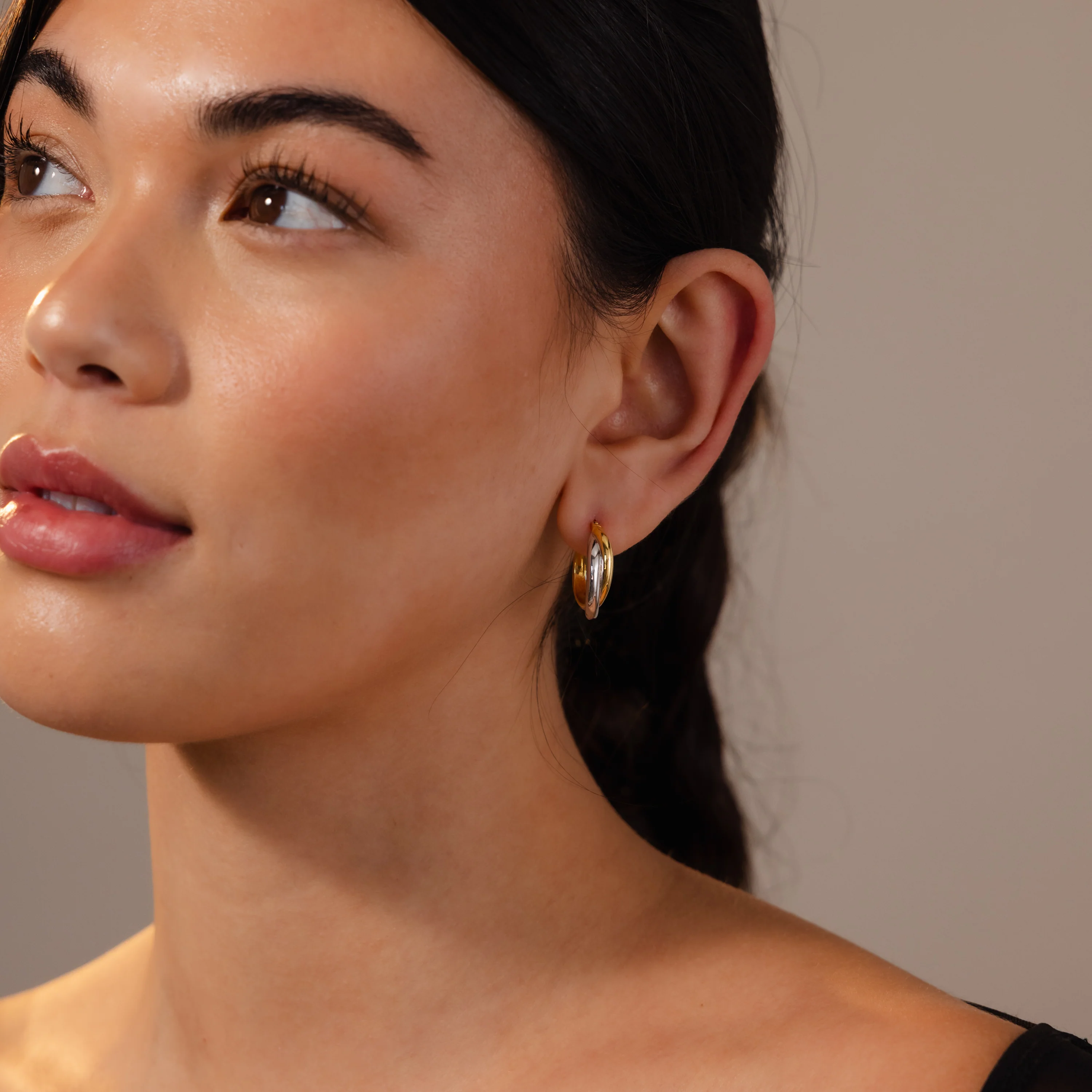 Twisted Mixed Metal Hoops - Image 6