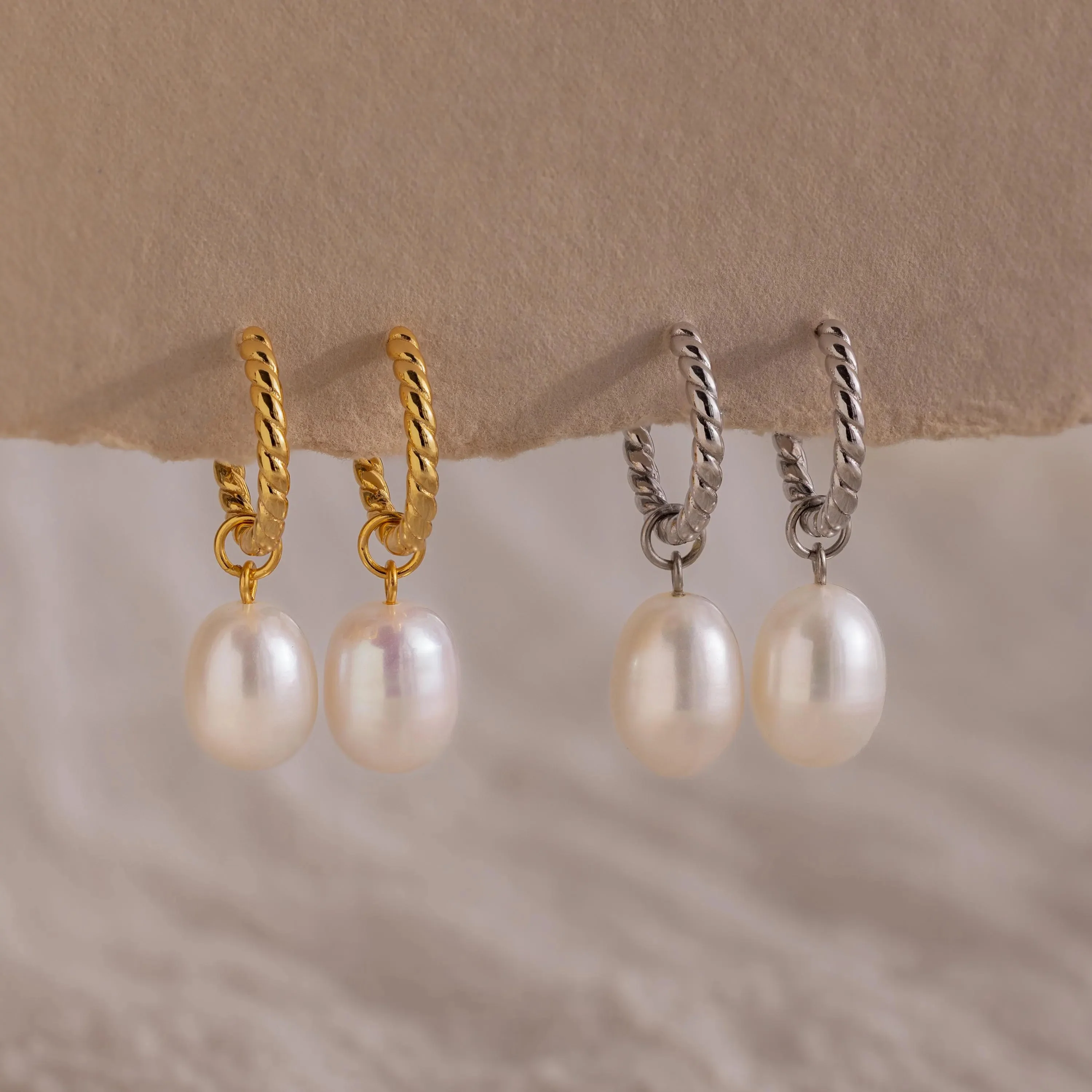 Twisted Pearl Hoops - Image 7