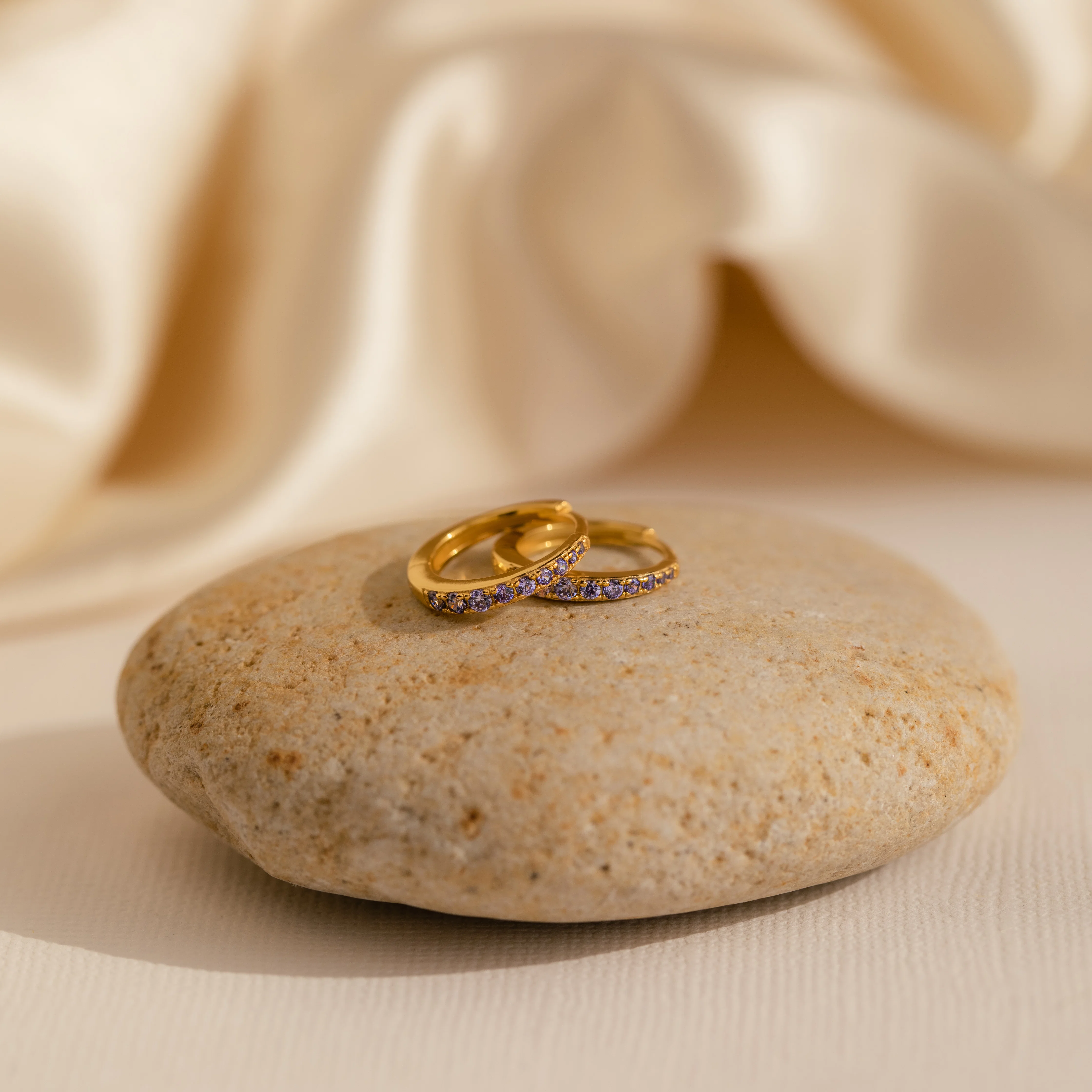 Vera Pave Birthstone Huggies - Image 3