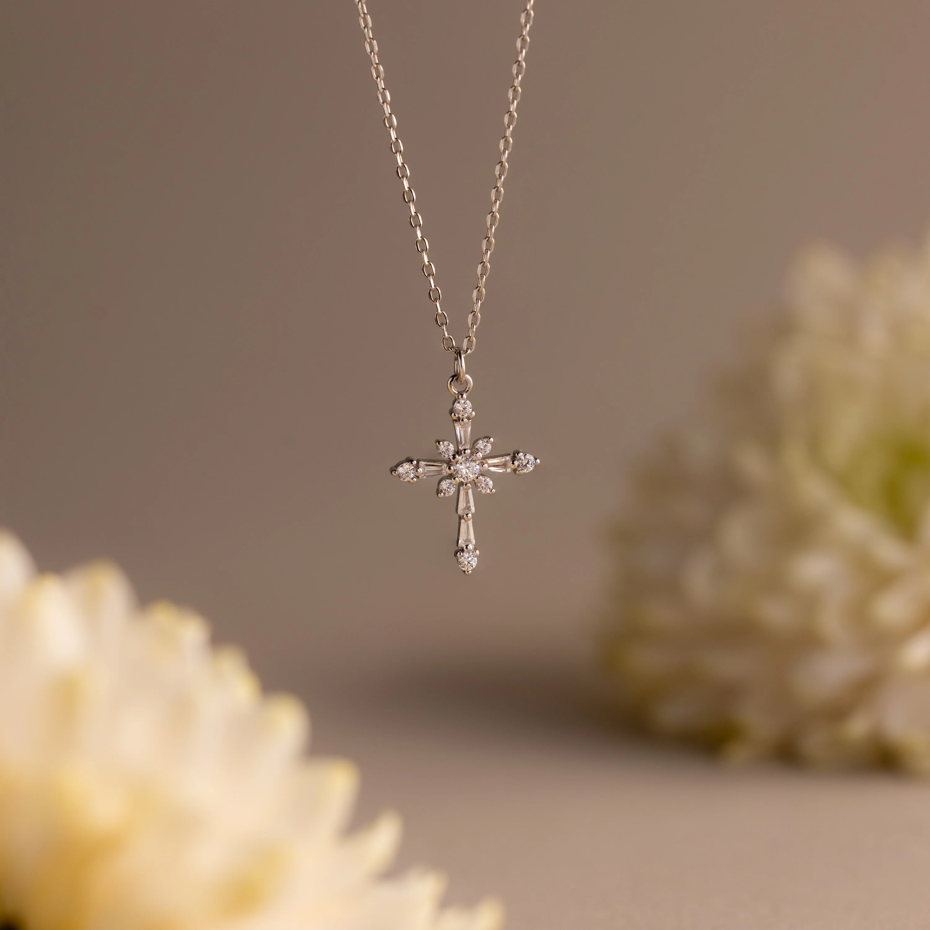 Vintage Diamond Cross Necklace - Image 2