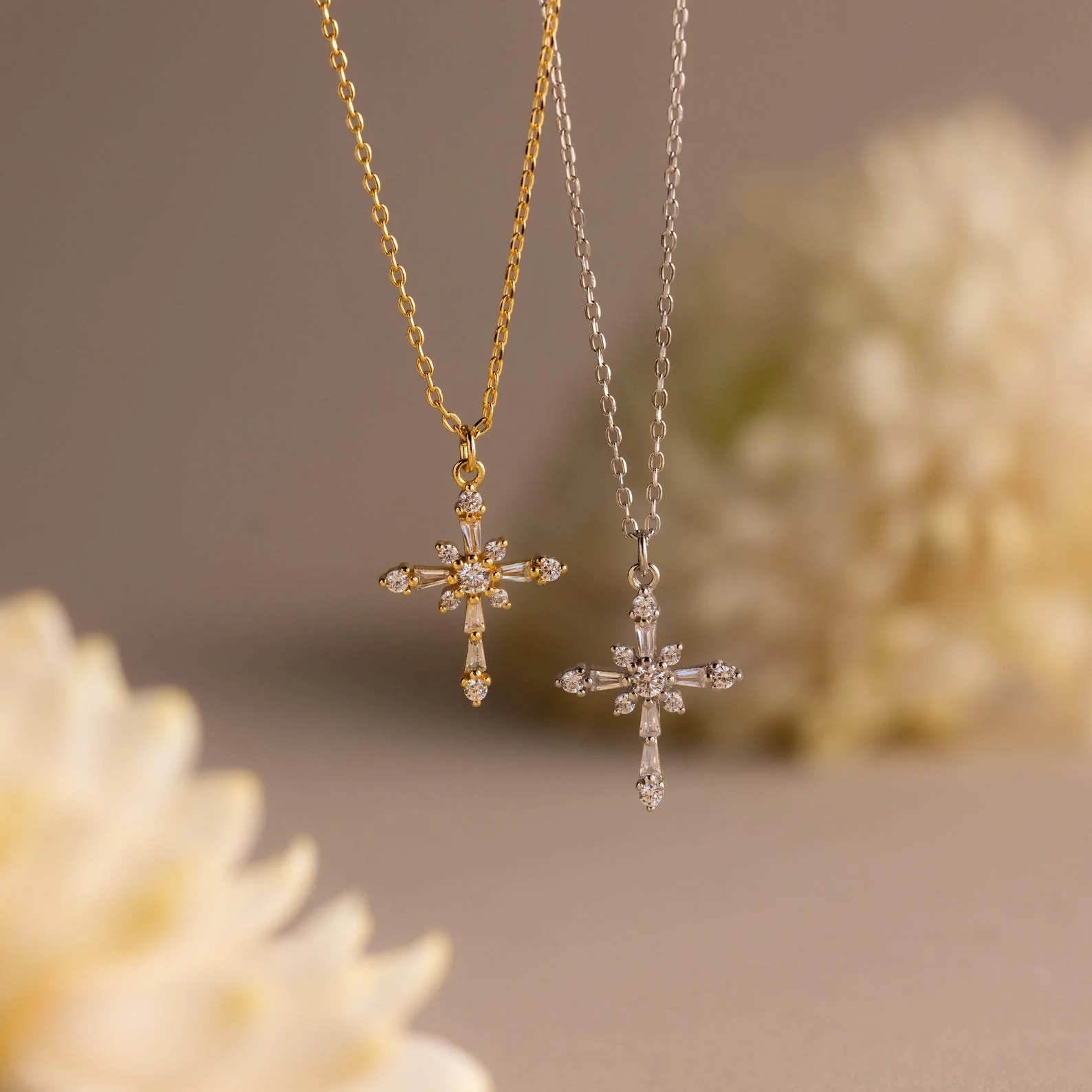 Vintage Diamond Cross Necklace - Image 4