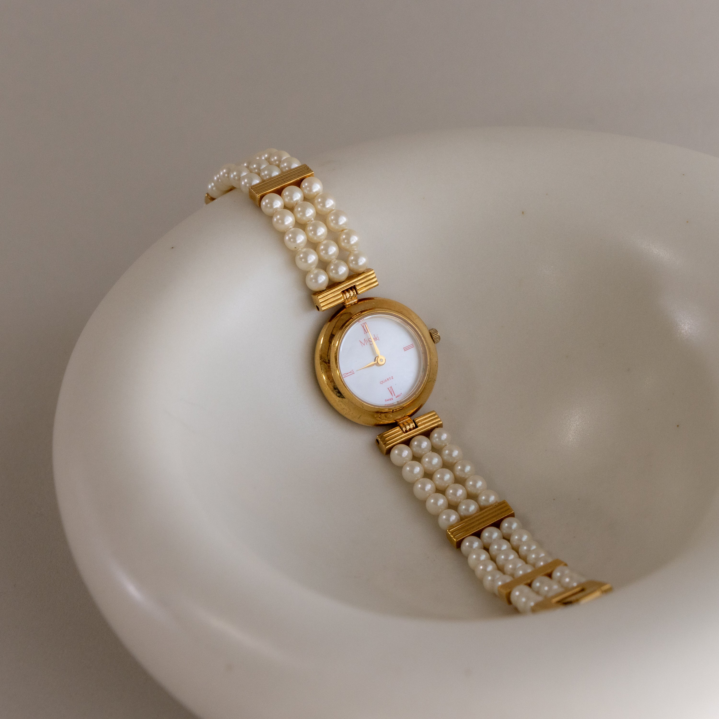 Vintage Mi Saki Swiss Pearl Gold Watch - Image 2
