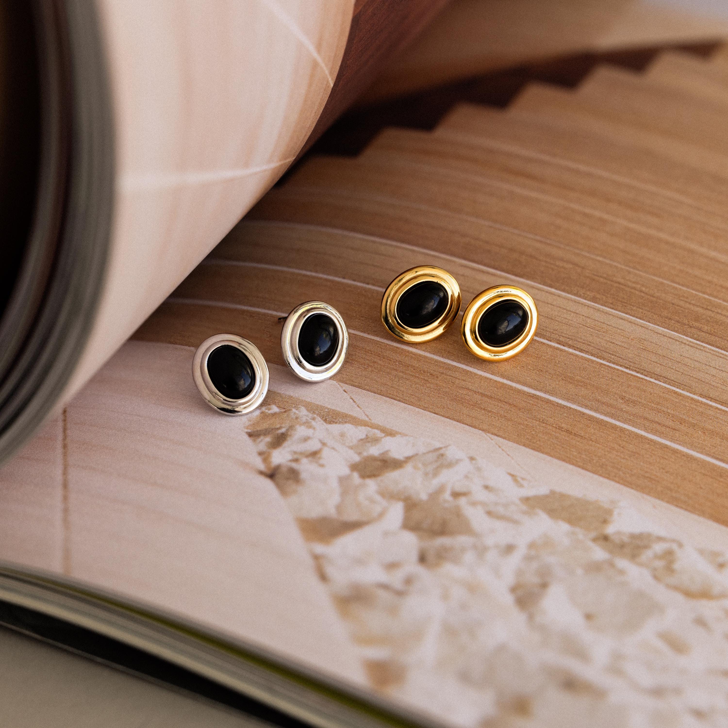 Vintage Oval Black Studs - Image 3