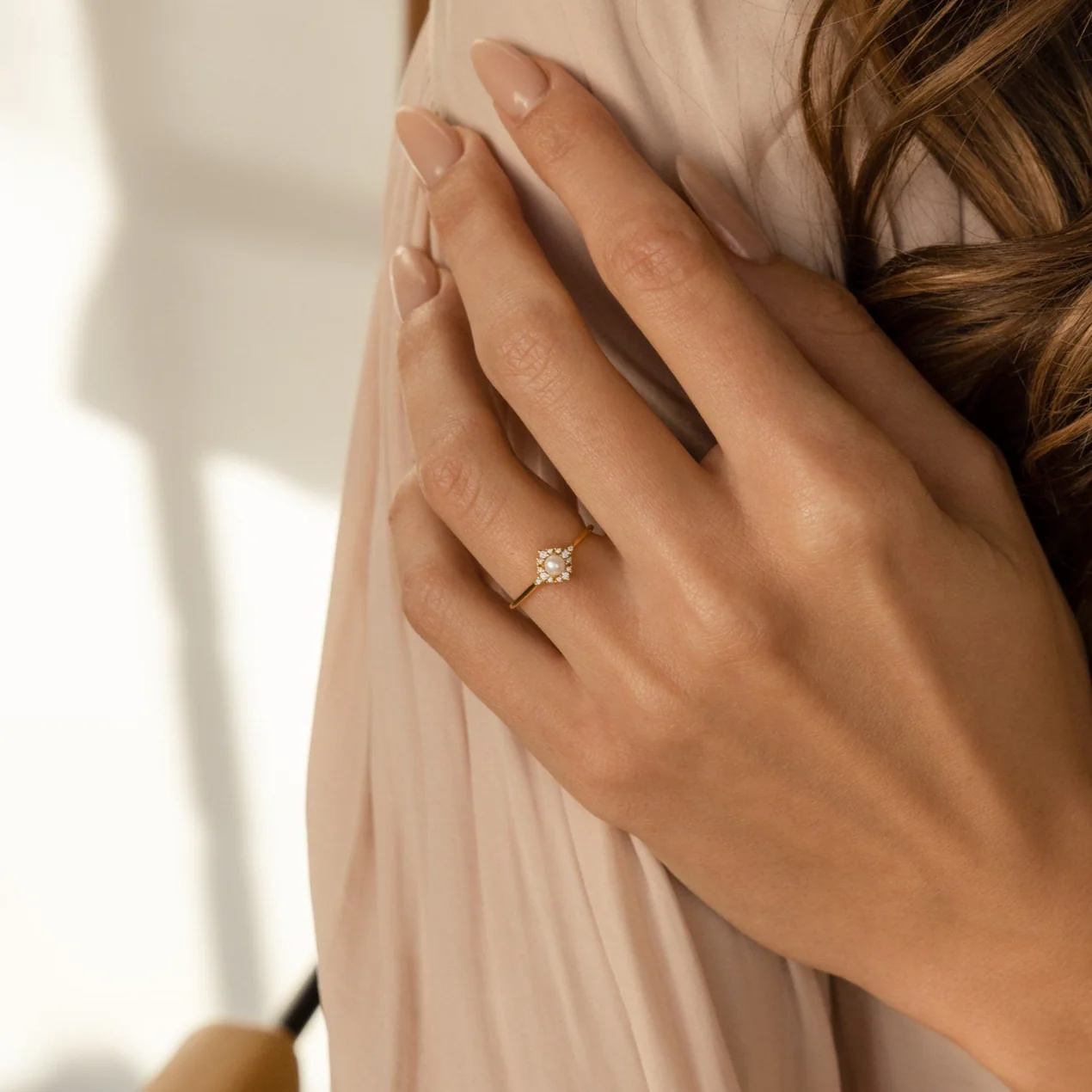 Vintage Pave Pearl Ring - Image 3