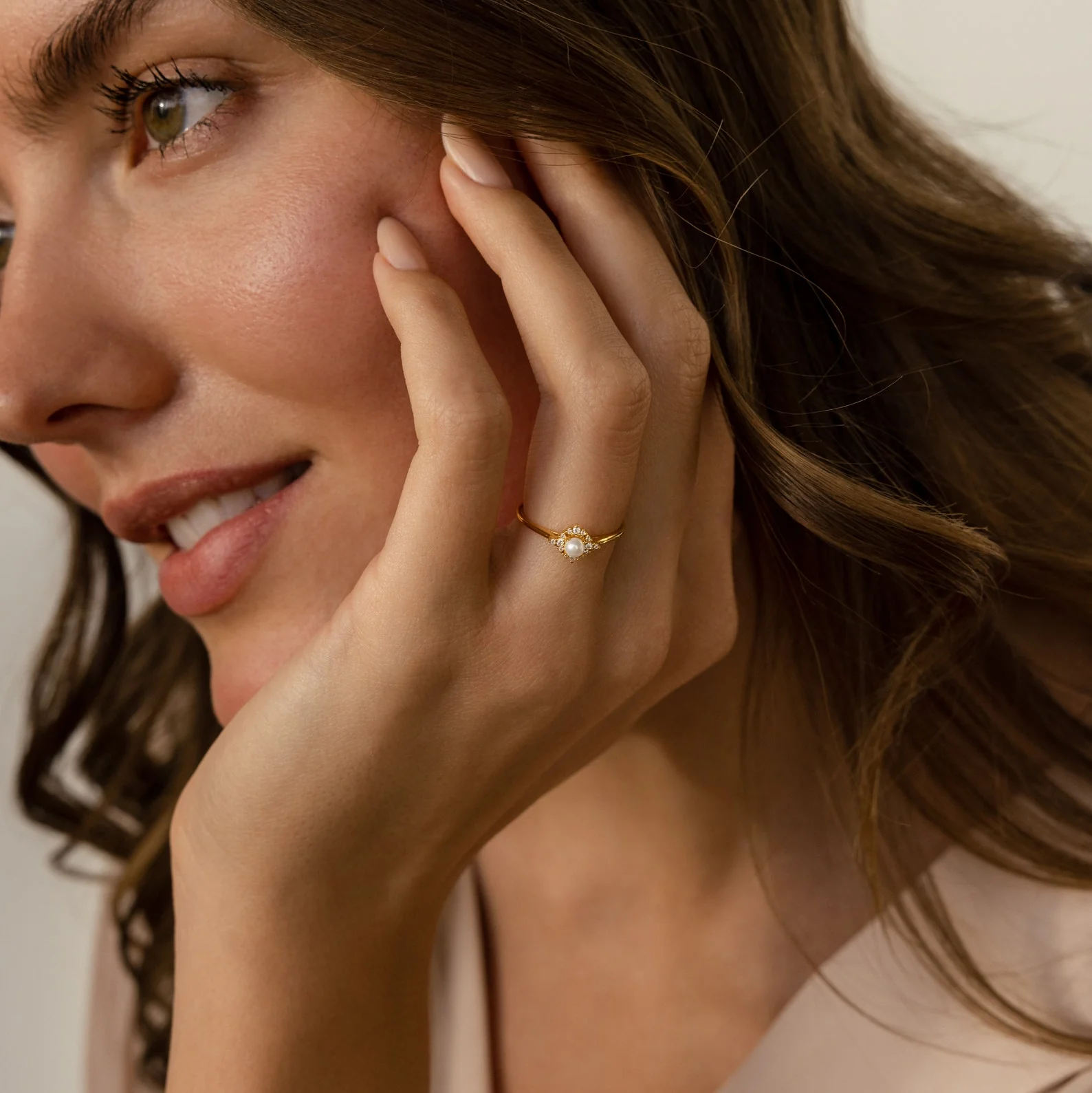 Vintage Pave Pearl Ring in Silver - Image 4