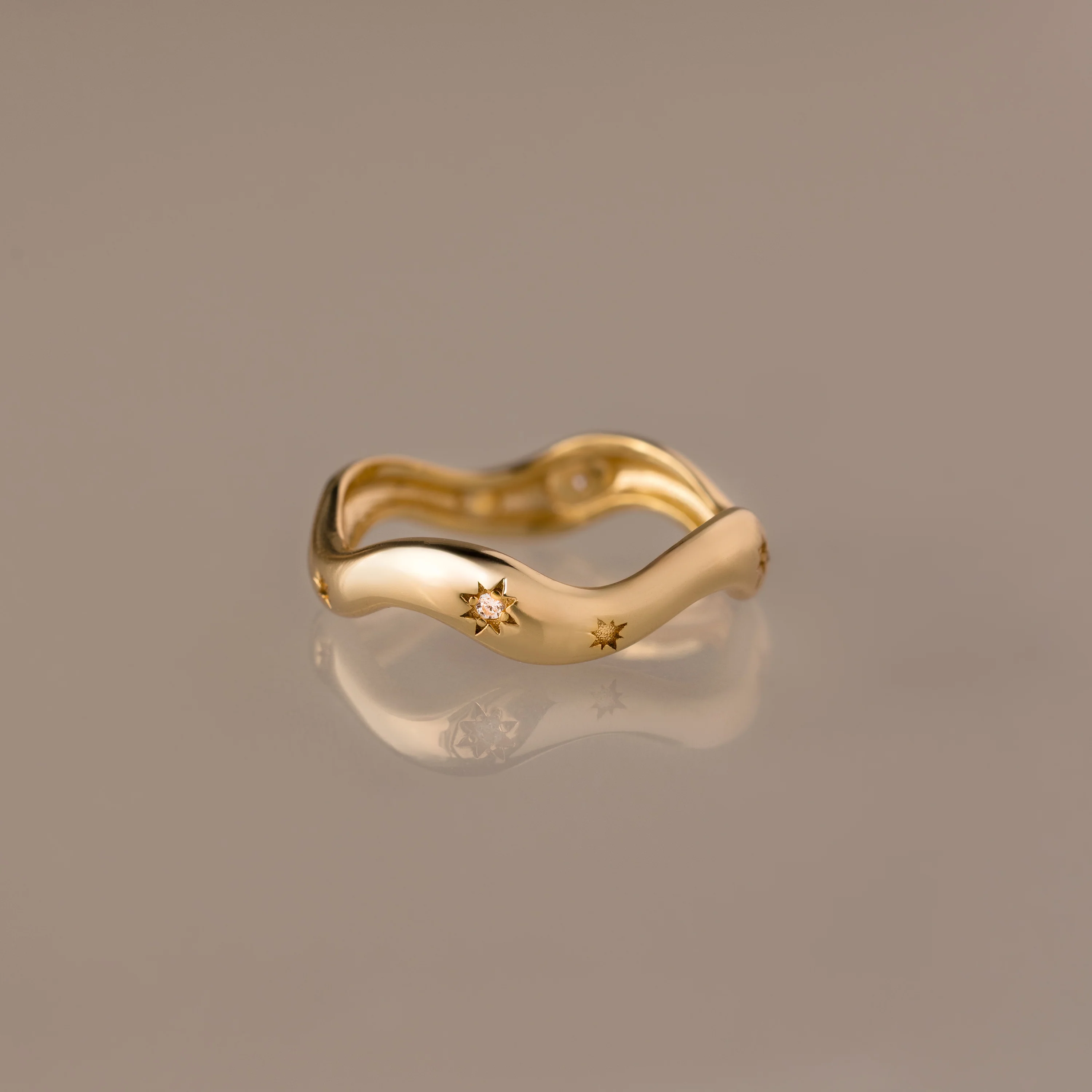 Wavy Diamond Celestial Ring
