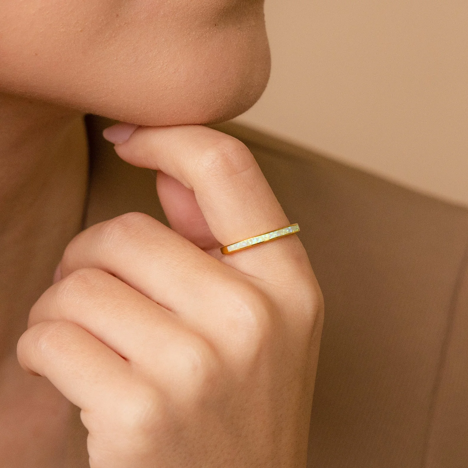 White Opal Inlay Band - Image 2