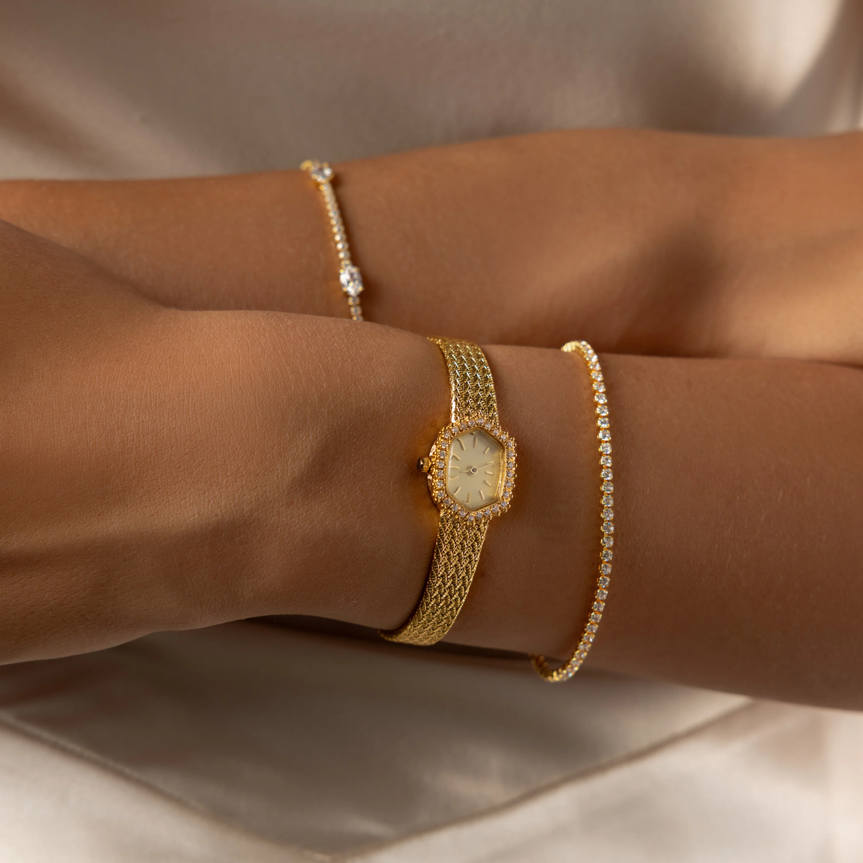 Woven Mesh Pave Timepiece - Image 4